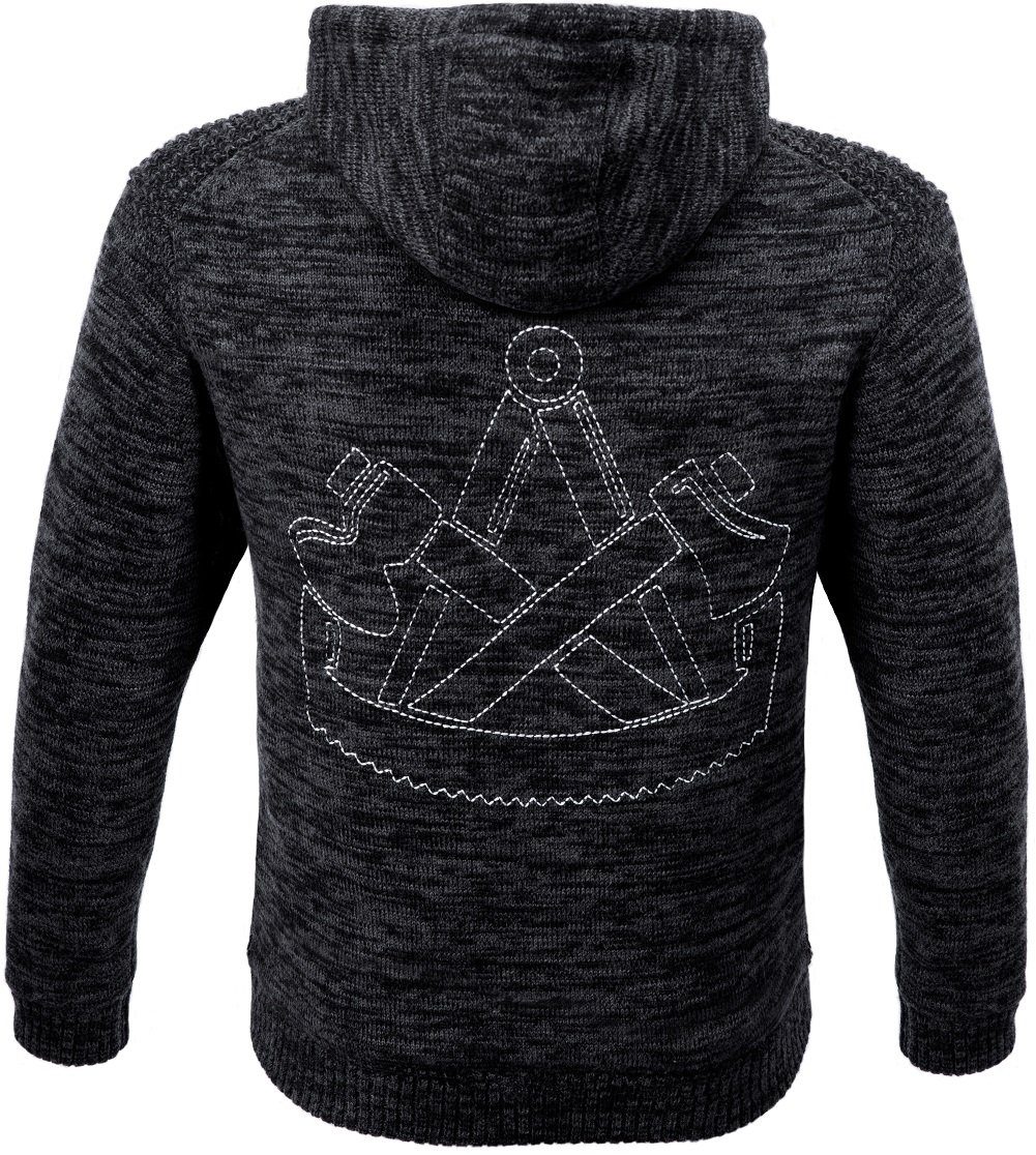 JOB Strickjacke Zimmerer-Hoodie-Strickjacke mit Fellfutter schieferschwarz günstig online kaufen