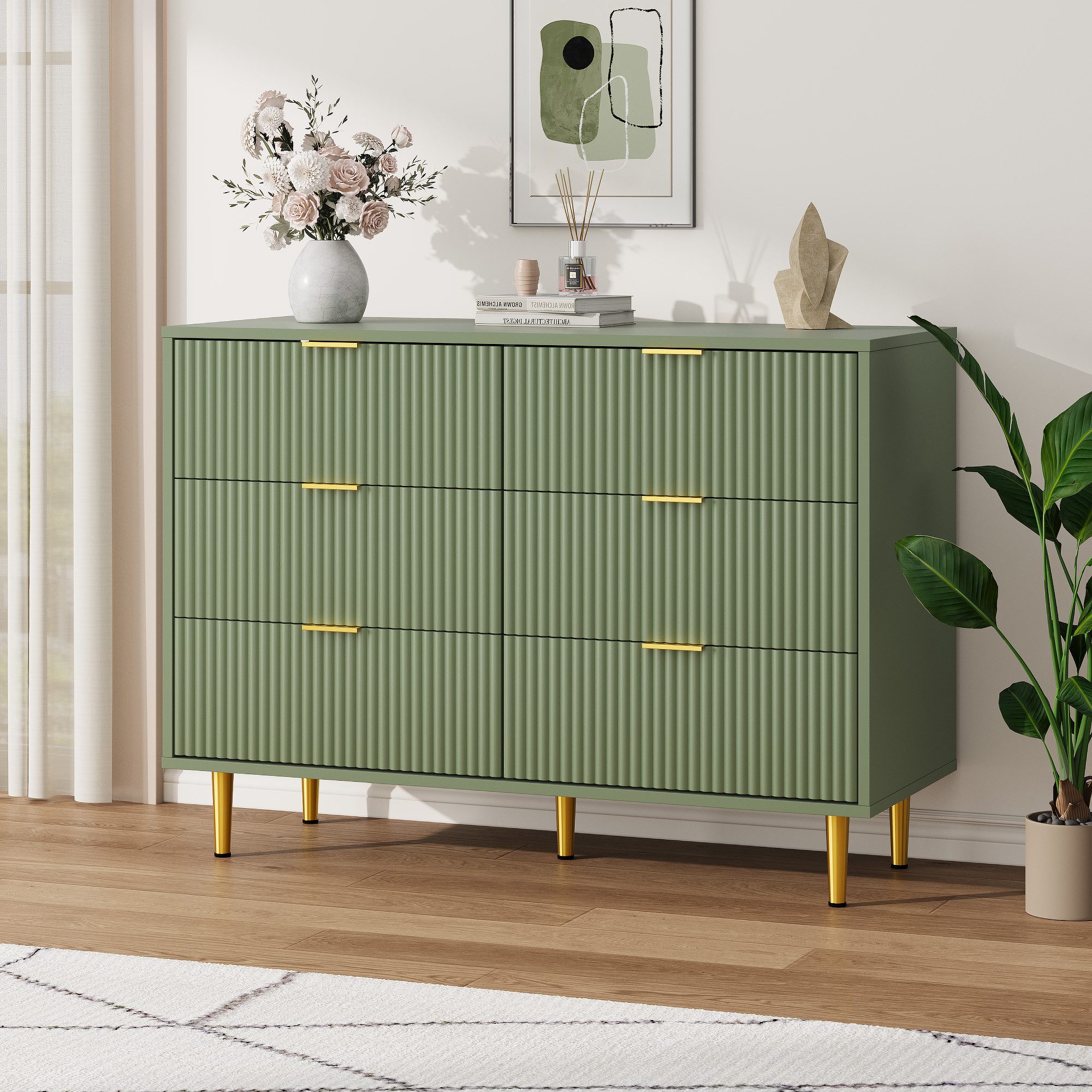 GarveeMore Kommode mit 3/ 4 / 6 Schubladen Sideboard Komodenschrank Schubladenschrank