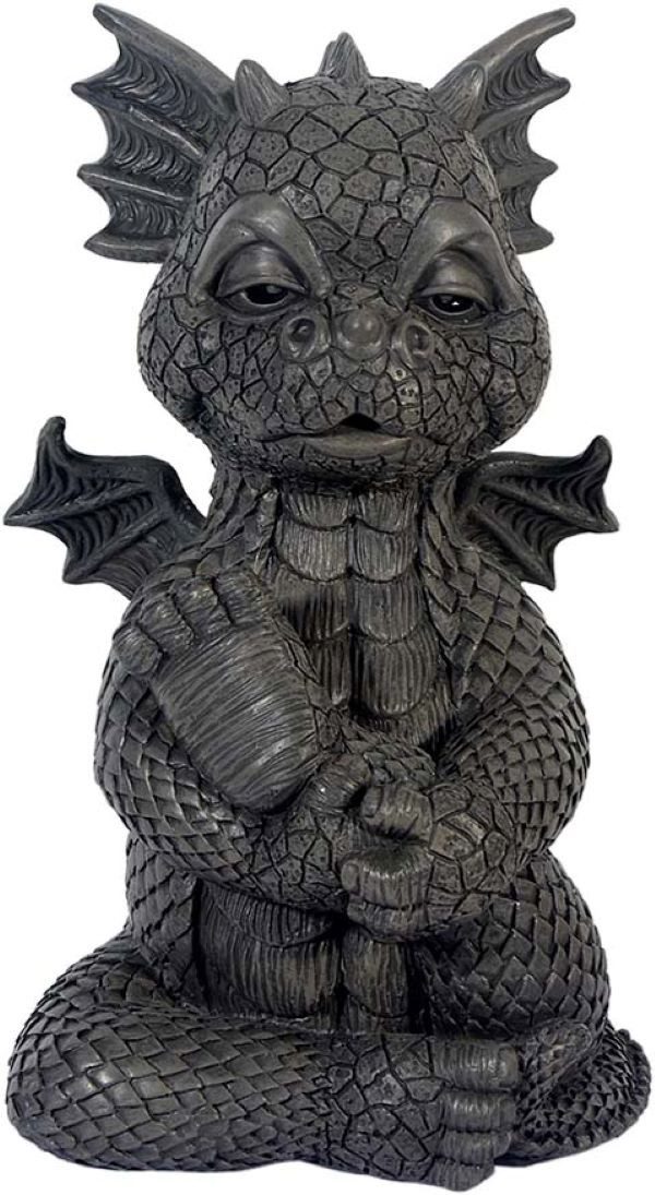 MystiCalls Gartenfigur Gartendrache Yoga - Gartenfigur Garten Dekoration Drache, (1 St), Handgearbeitet und handbemalt