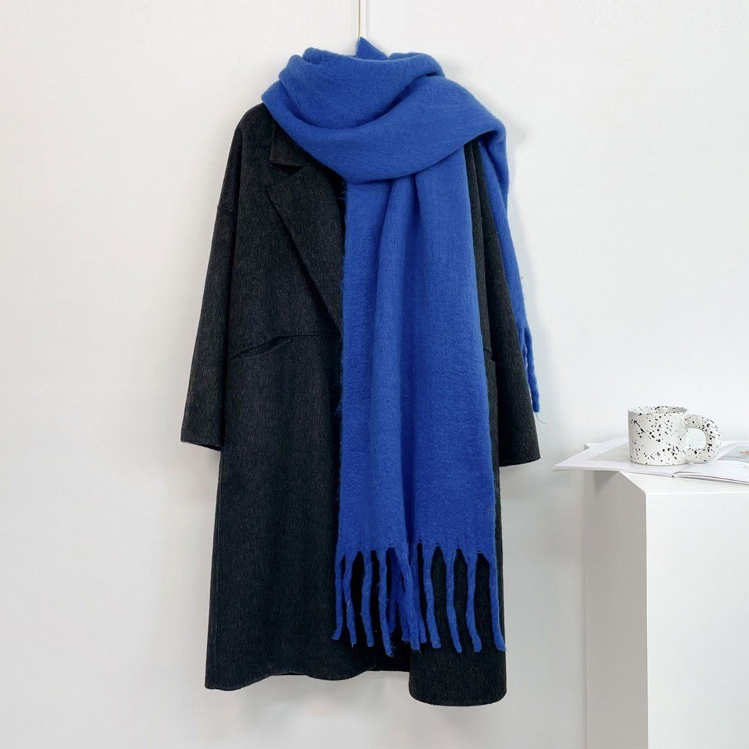 AUKUU Schal Halstuch Winterlicher vielseitiger Schal für Damen, Schal, mit, (Quasten) Königsblau