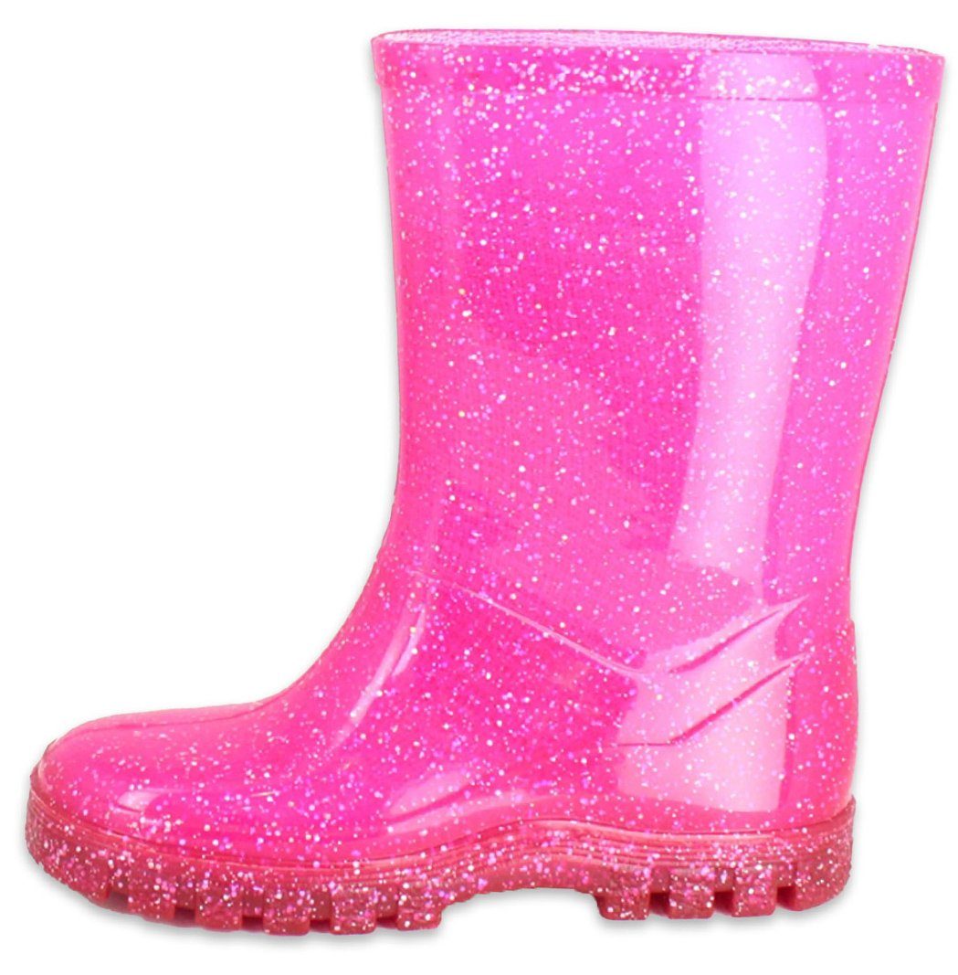 Beck Regenstiefel Glitzer Gummistiefel (für trockene Füße und gute Laune) wasserdicht, schmale Passform pink | Gummistiefel