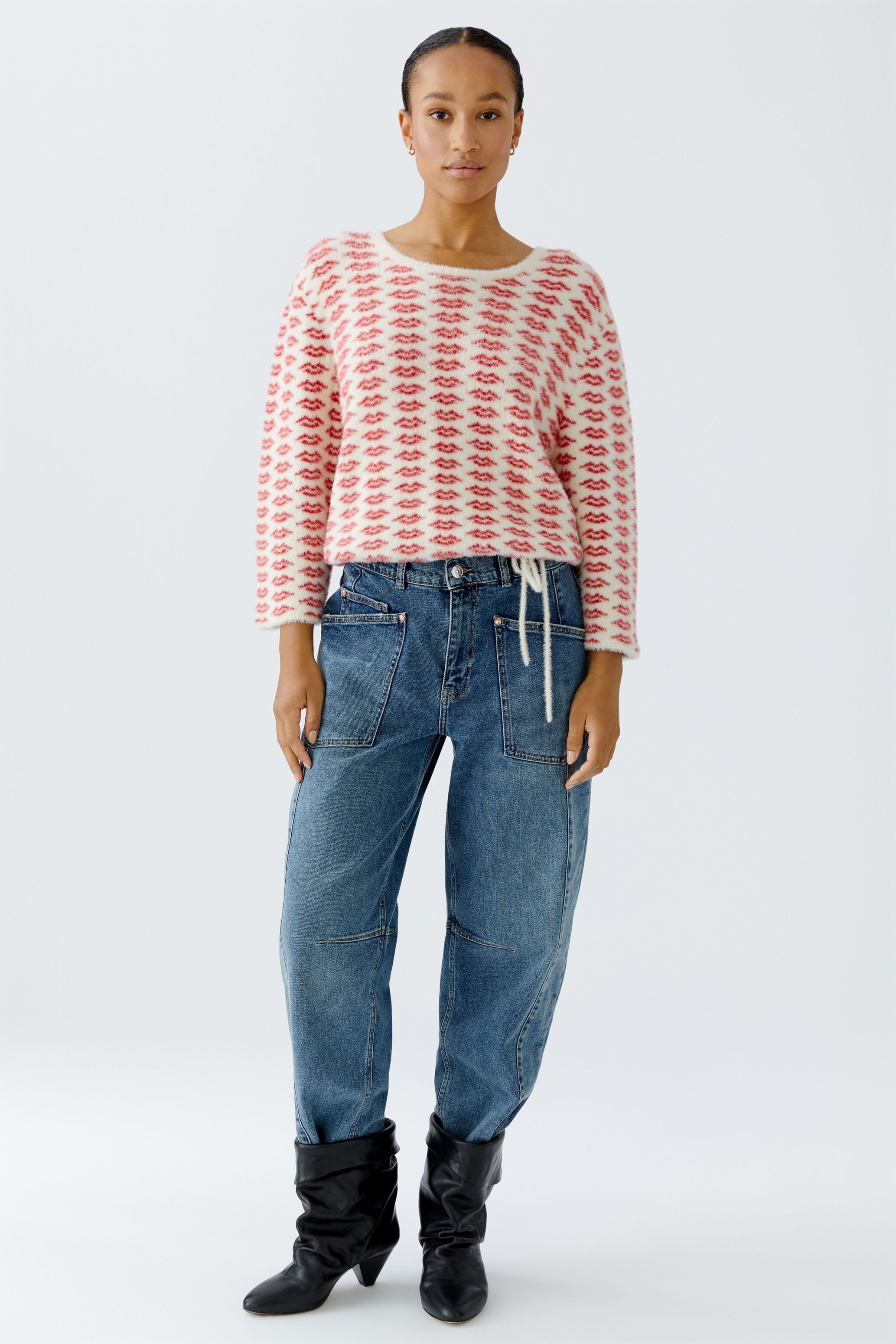 Oui Rundhalspullover Pullover