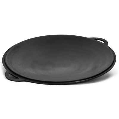 4BIG.fun Bratpfanne Ø40cm Gusseisenpfanne Grillpfanne Sac-Pfanne rund, (Dutch Oven Grillplatte Feuerschale mit Griffen Gusseisene Plancha Pfanne Lagerfeuer BBQ Kugelgrill Holzkohlegrill)