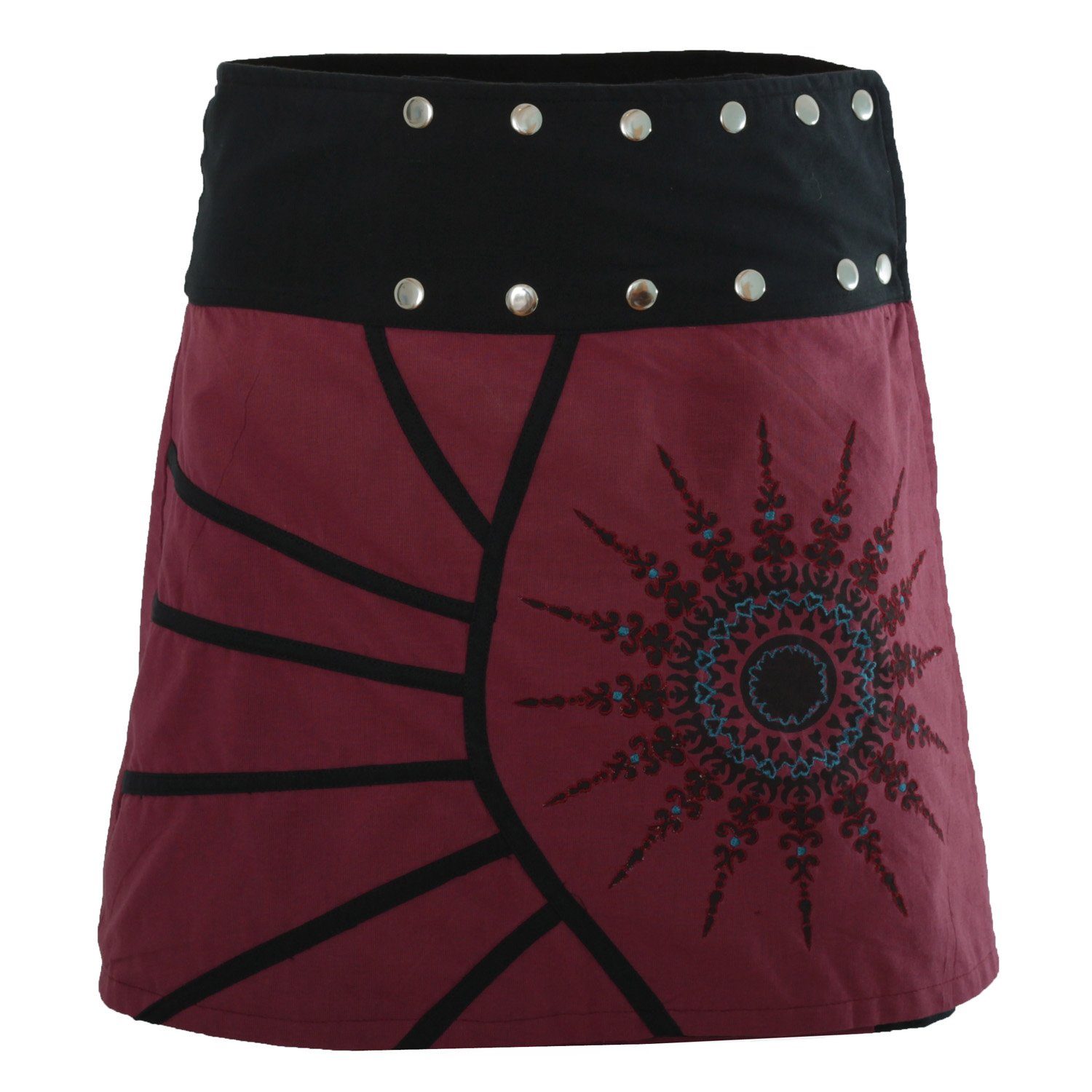 PUREWONDER Wickelrock Damen Rock mit Mandala-Blume günstig online kaufen