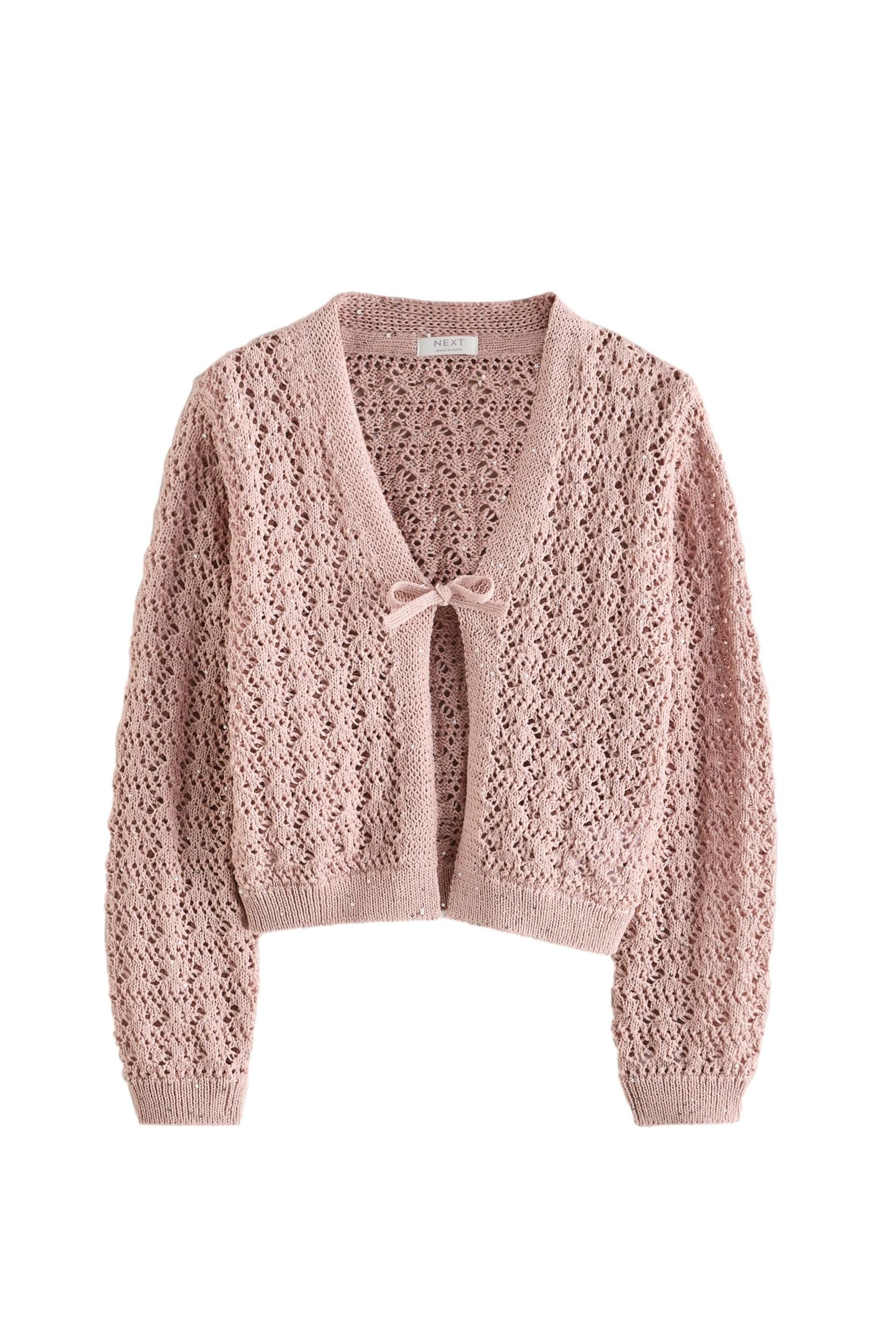 Strickjacke Pailletten-Strickjacke mit Bindedetail