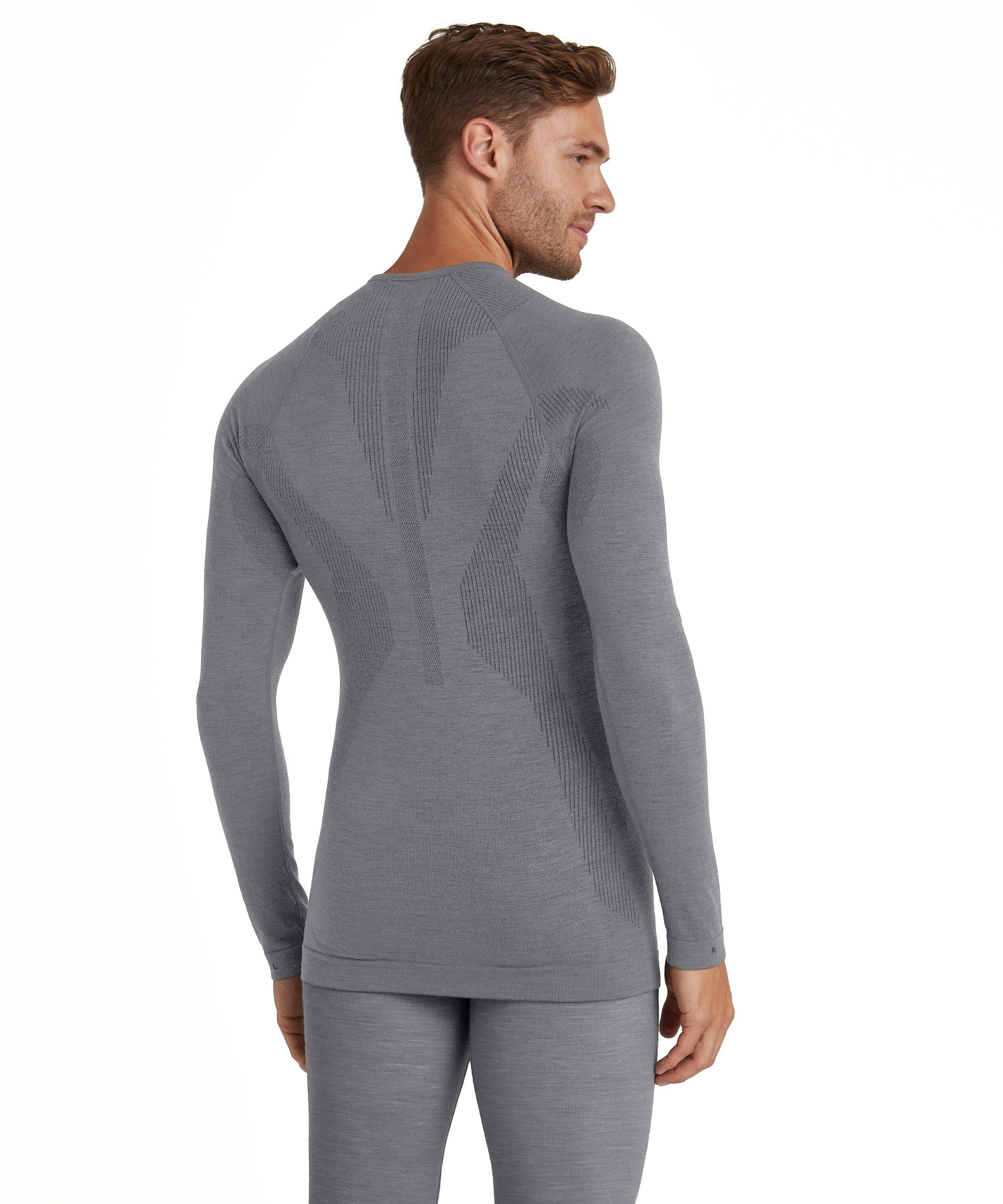 FALKE Funktionsshirt Wool-Tech (3757) sehr (1-tlg) grey-heather bis kalte Temperaturen kalte Merinowolle für aus