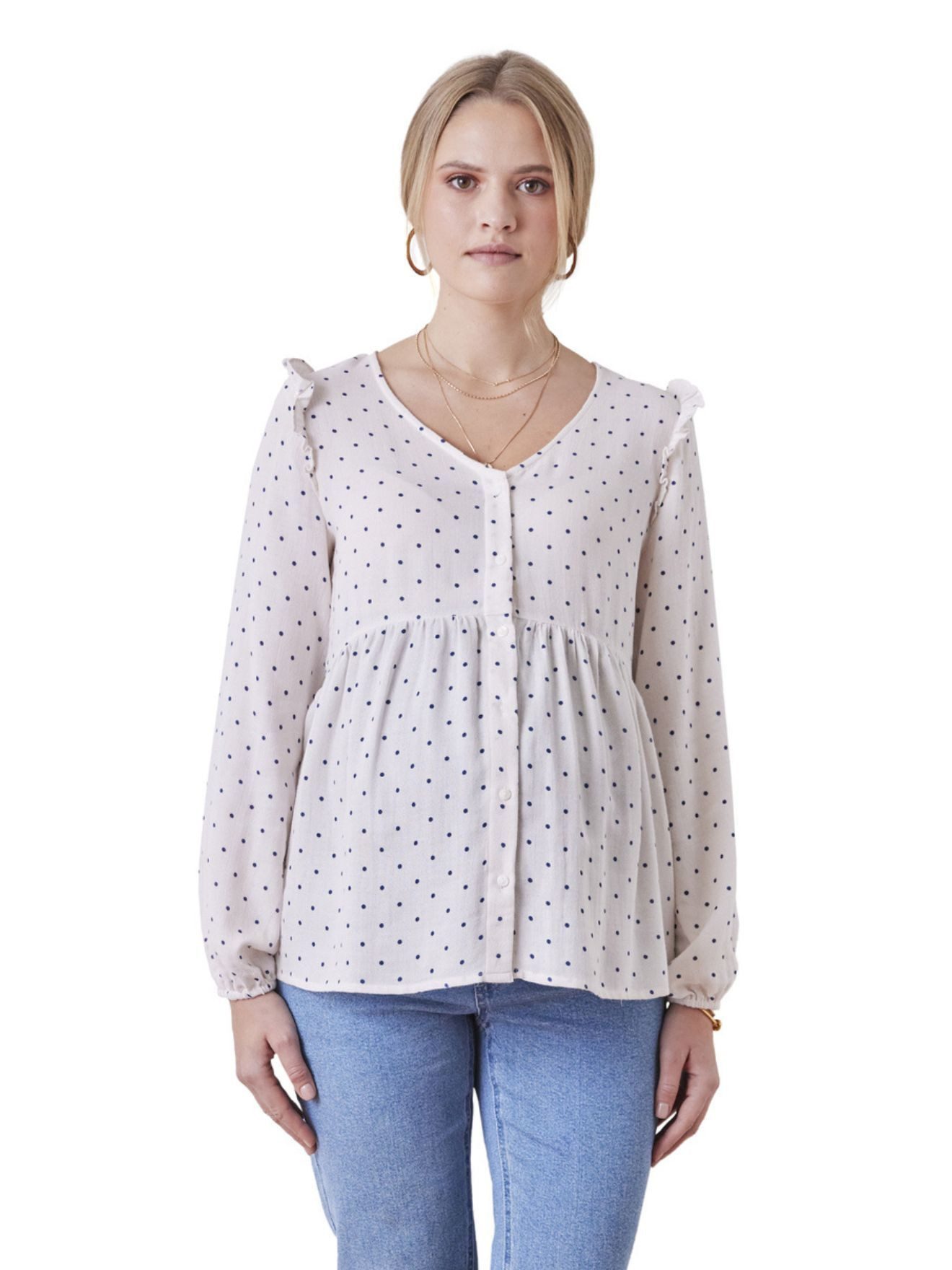 vertbaudet Langarmhemd Bluse für Schwangerschaft und Stillzeit
