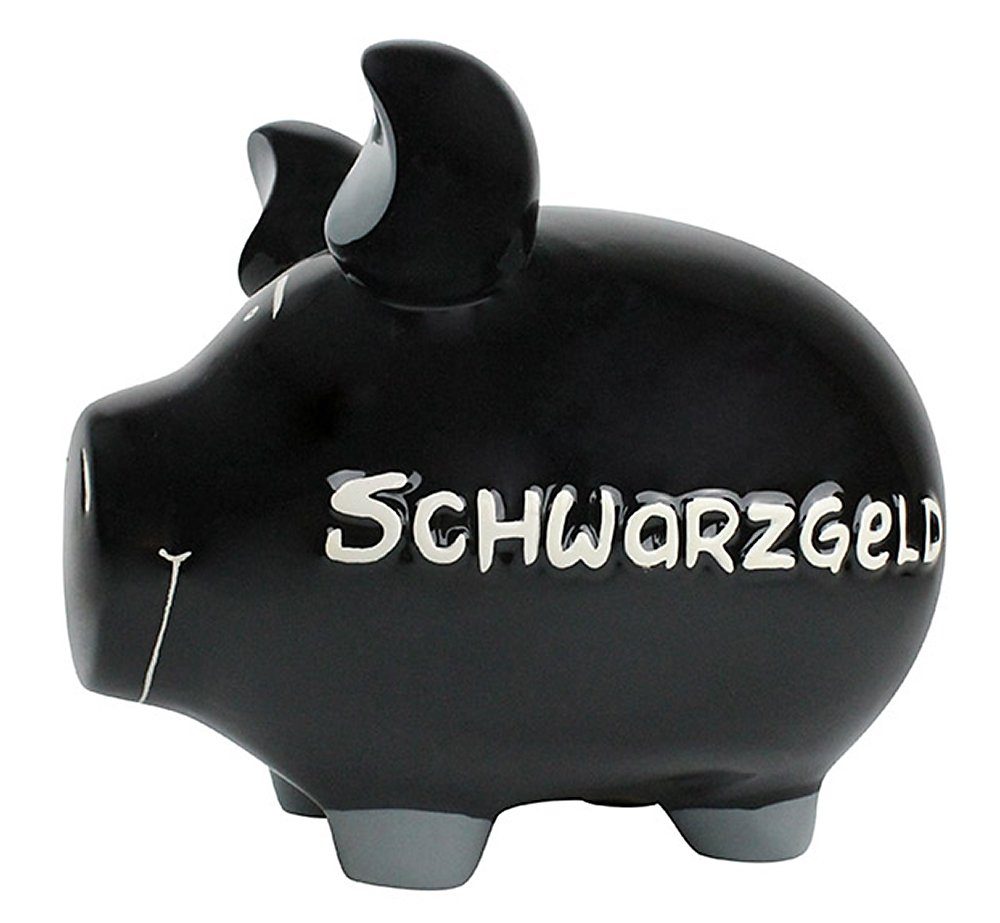 NO NAME Spardose Sparschwein Schwarzgeld, Keramik, Spardose, B 17 cm, Schriftzug Schwarzgeld