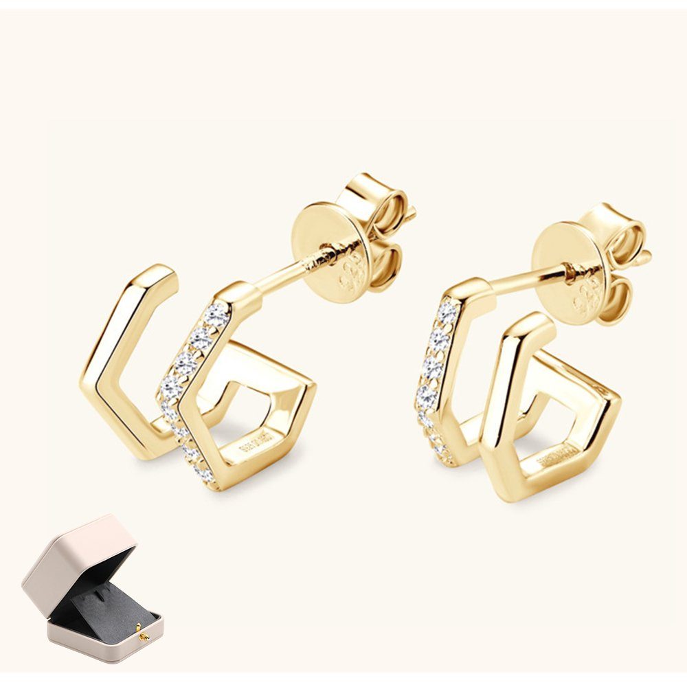 Invanter Paar Ohrstecker Musiknoten-Moissanit-Ohrringe für Damen, diamantförmig, S925-Silber Gold