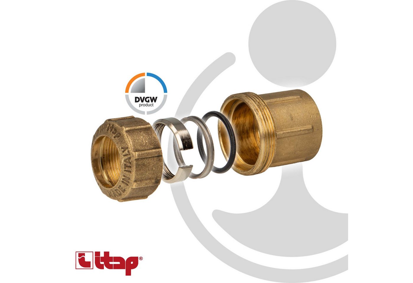 Thumbnail - ITAP s.p.a. Steckfitting VX Messing-Klemmverbinder gerade mit IG - DVGW zugelassen, Ø 32 mm x 1 Zoll IG