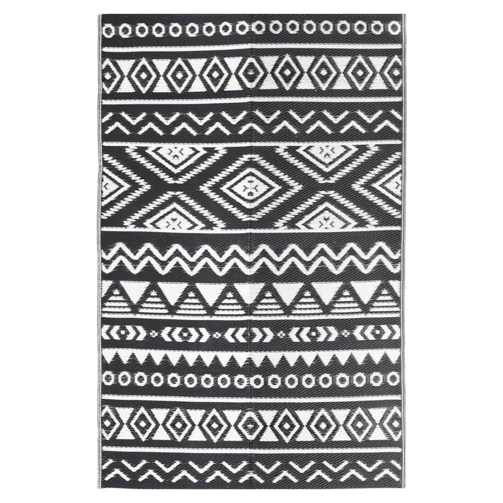 vidaXL Outdoorteppich 190 x 290 cm Teppich Terrasse Camping Outdoor draußen Vorzelt Schwarz, Höhe: 290 mm