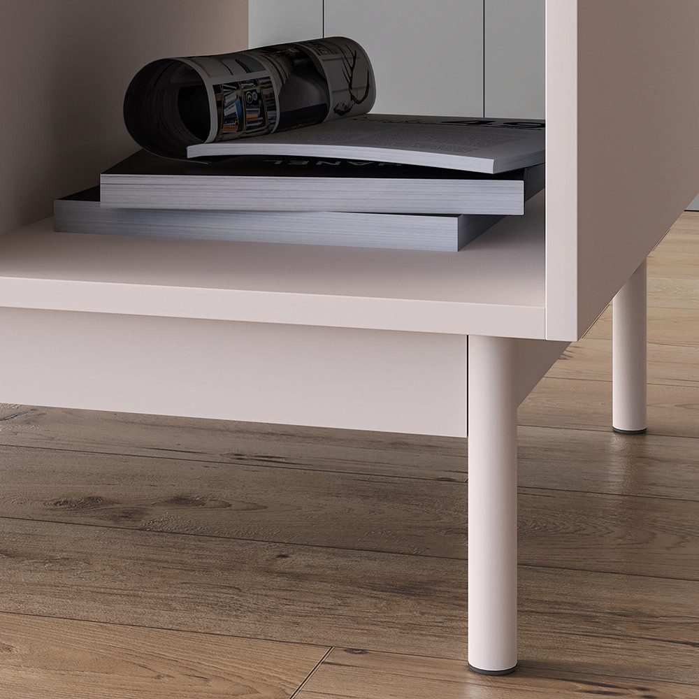 Lomadox Couchtisch DINAR-131, kaschmir matt Eiche Dekor modern Metallfüße 90 cm breit