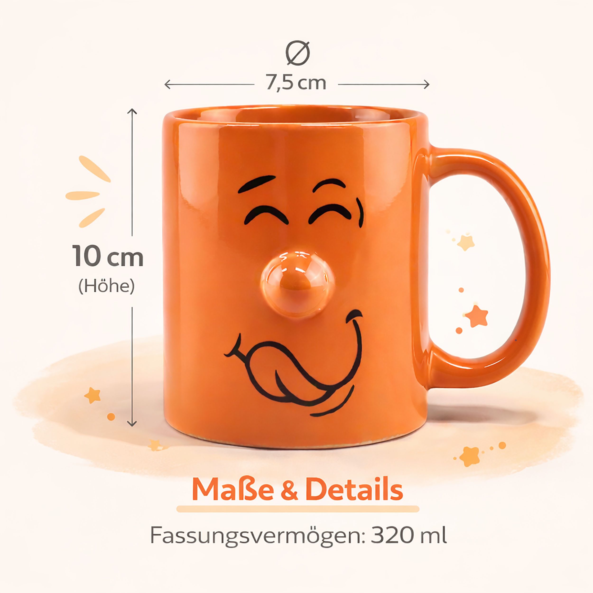 Annastore Tasse 4-tlg. Set Lustige Tassen mit Gesicht - Kaffeetassen - Kaffeebecher, Tassen für Kinder - Wizige Tassen mit Gesicht