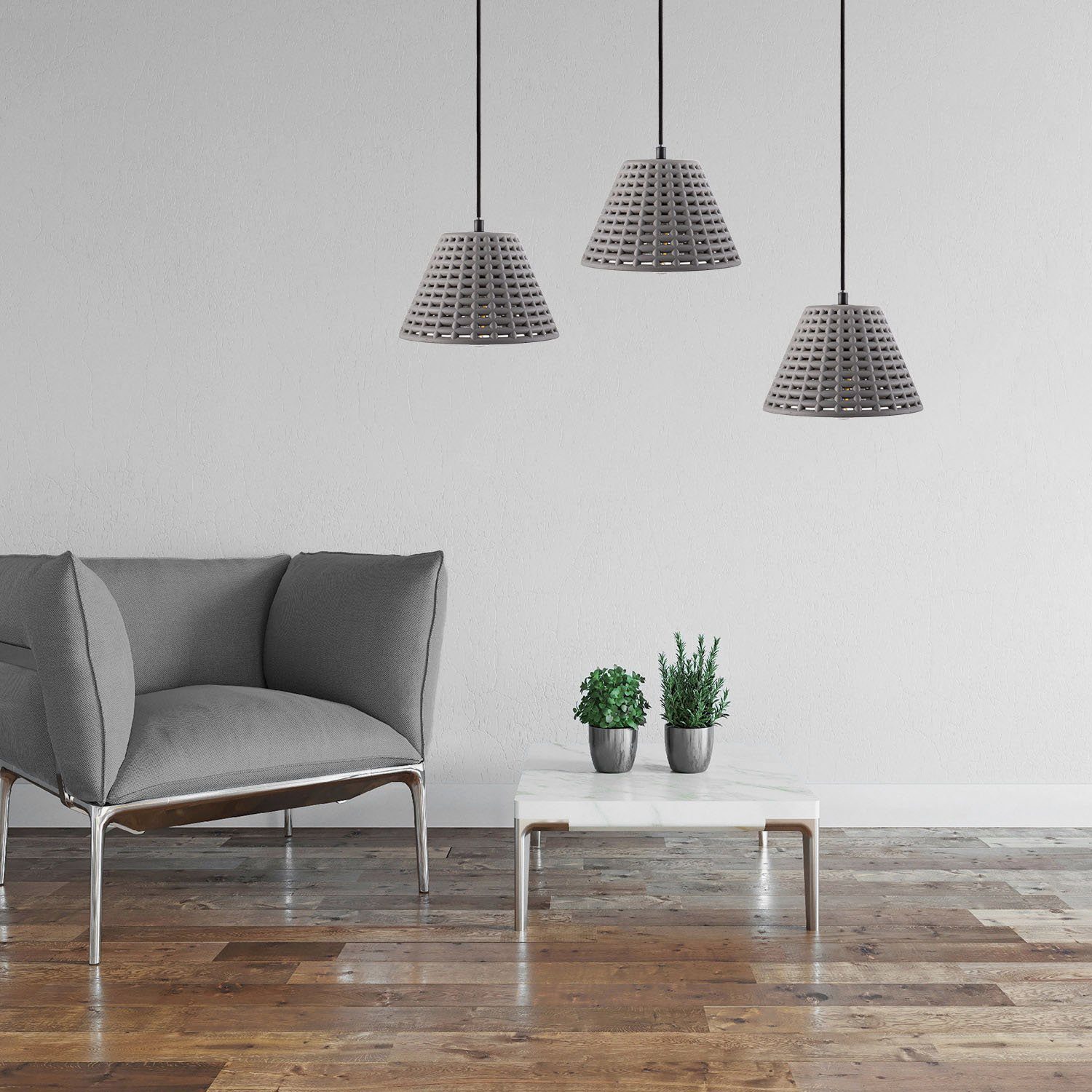 Hängelampe Wohnzimmer Lampe Küche Paco Leuchtmittel, Home E27 Gitter Esszimmer ohne GITTA, LED, Beton Pendelleuchte