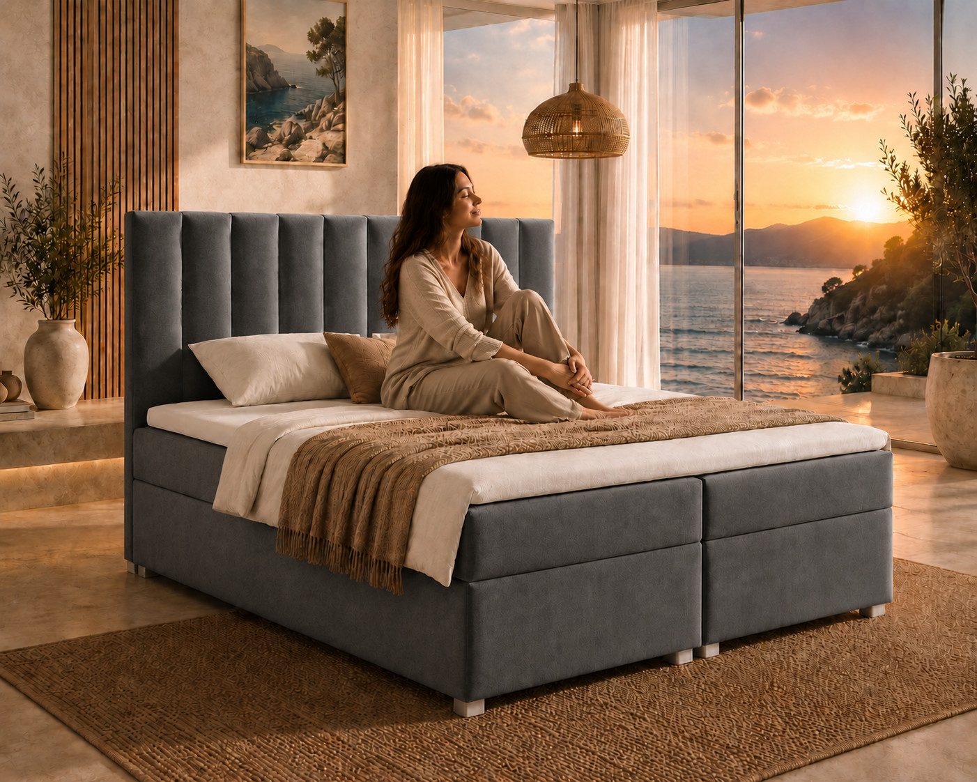 Best for Home Boxspringbett Trinity K-10 mit zwei Bettkasten Premium mit Komfort Topper – modern (Doppelbett mit Stauraum, Federkernmatratze, gepolstertes Kopfteil, Doppelbett versch. Größen, 140x200 160x200 180x200 200x200 cm), Handwerksqualität, TOP Preis-Leistungs-Verhältnis