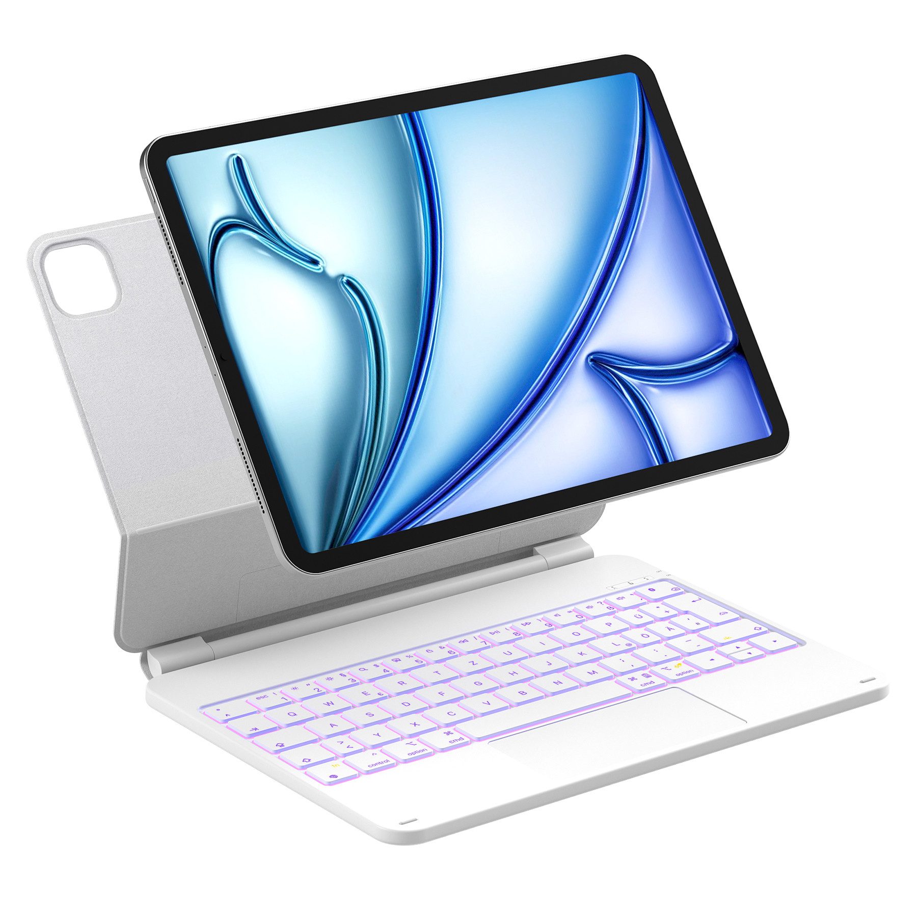 Inateck Magic Keyboard für 10.9-11 Zoll iPad A16 11/10 Gen, Air/Pro iPad-Tastatur (Freitragender Ständer, 7-Farbige Hintergrundbeleuchtung)