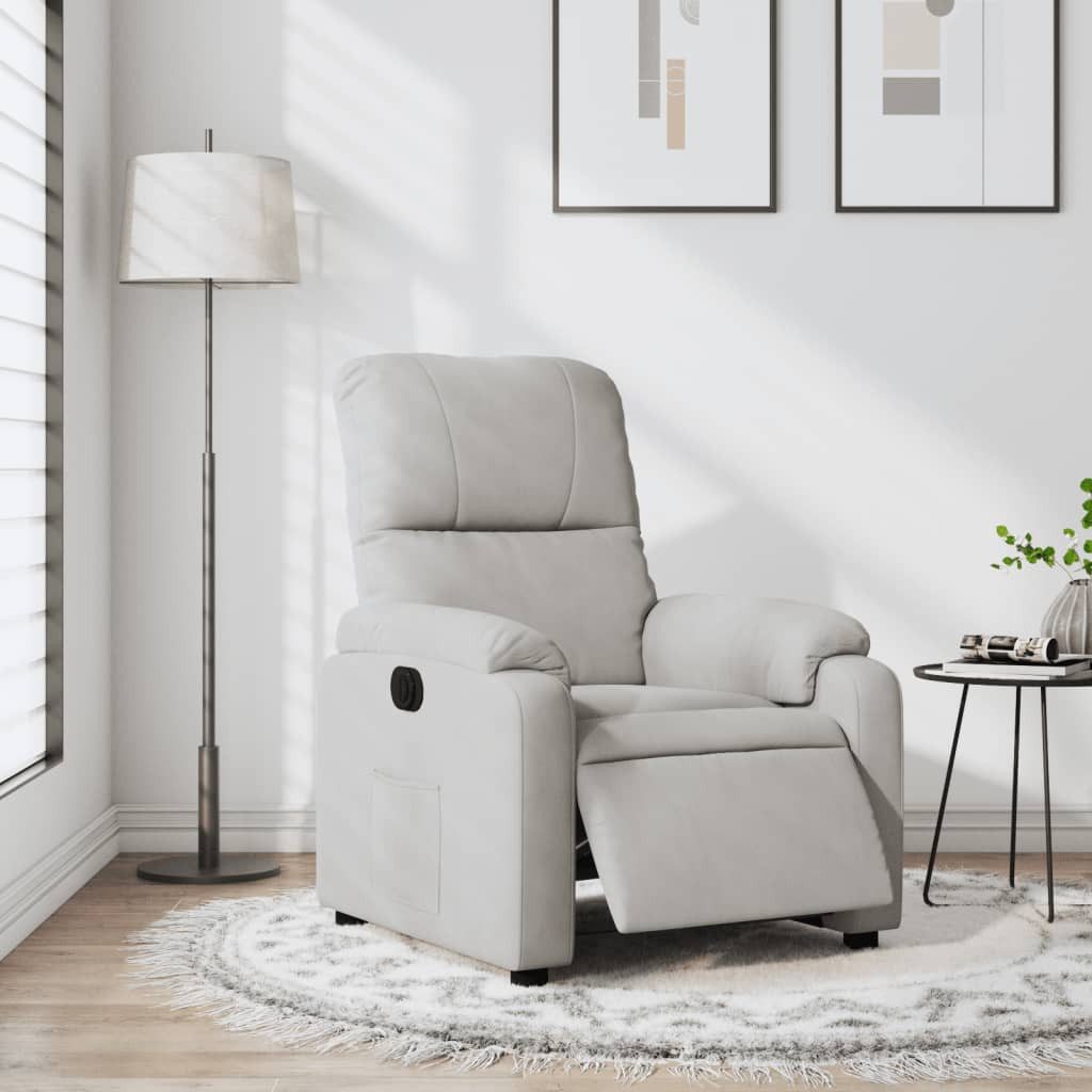 vidaXL Sessel Relaxsessel Elektrisch Hellgrau Mikrofasergewebe (1-St)