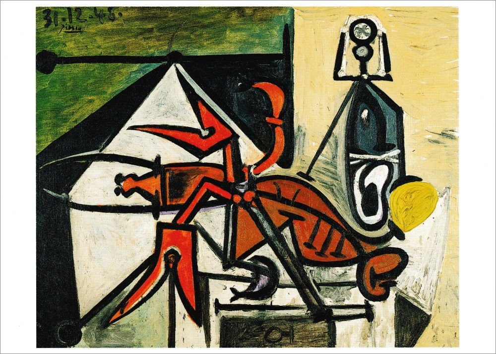 Postkarte Kunstkarte Pablo Picasso "Hummer und Siphon"
