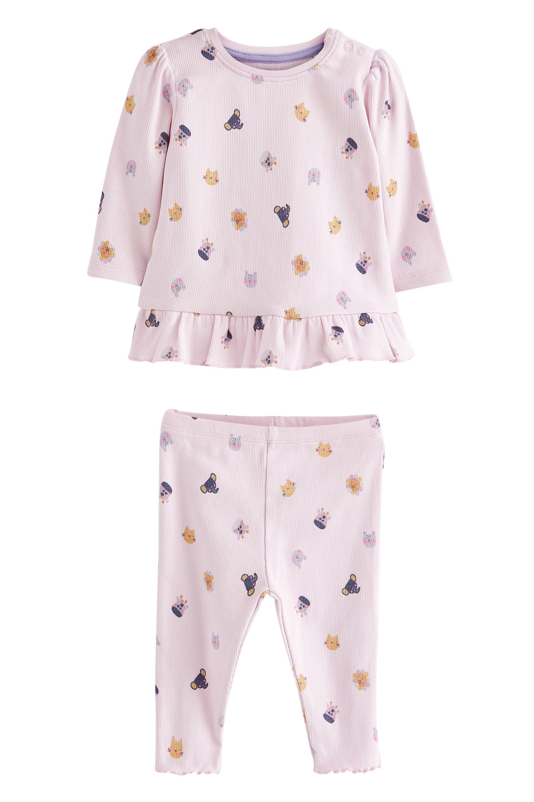 Lilac 6-teiligen Leggings Shirt Purple im (6-tlg) Leggings & Next Baby-Set und T-Shirts