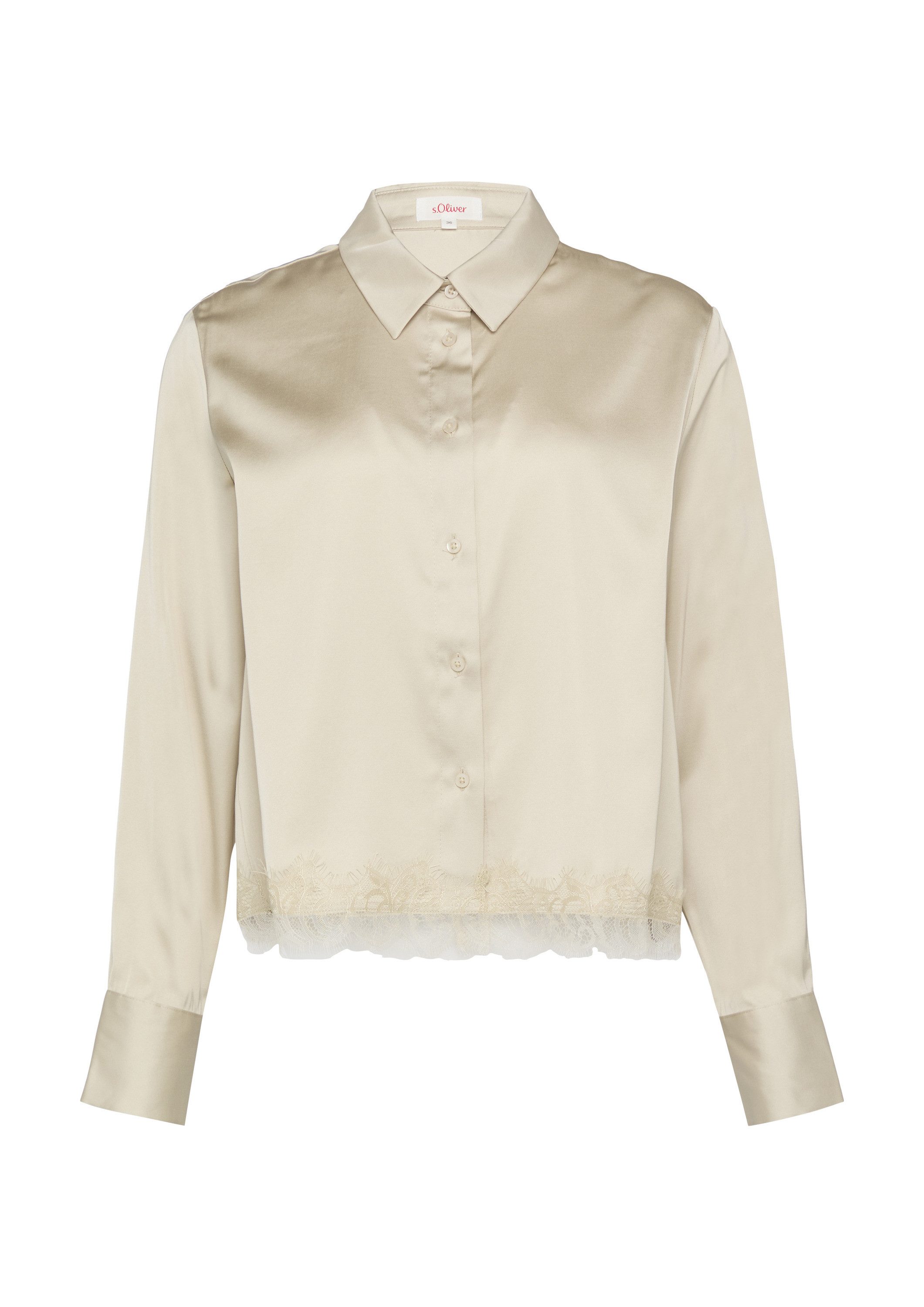 s.Oliver Langarmbluse Bluse Satin-Bluse mit Spitzen-Detail günstig online kaufen