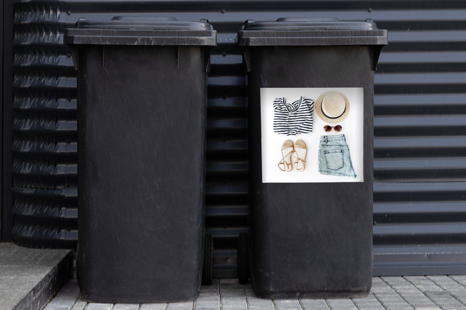 MuchoWow Abfalbehälter - Mülltonne, - Sonnenbrille Tropical Hut Container, St), Wandsticker Mülleimer-aufkleber, Sticker, (1