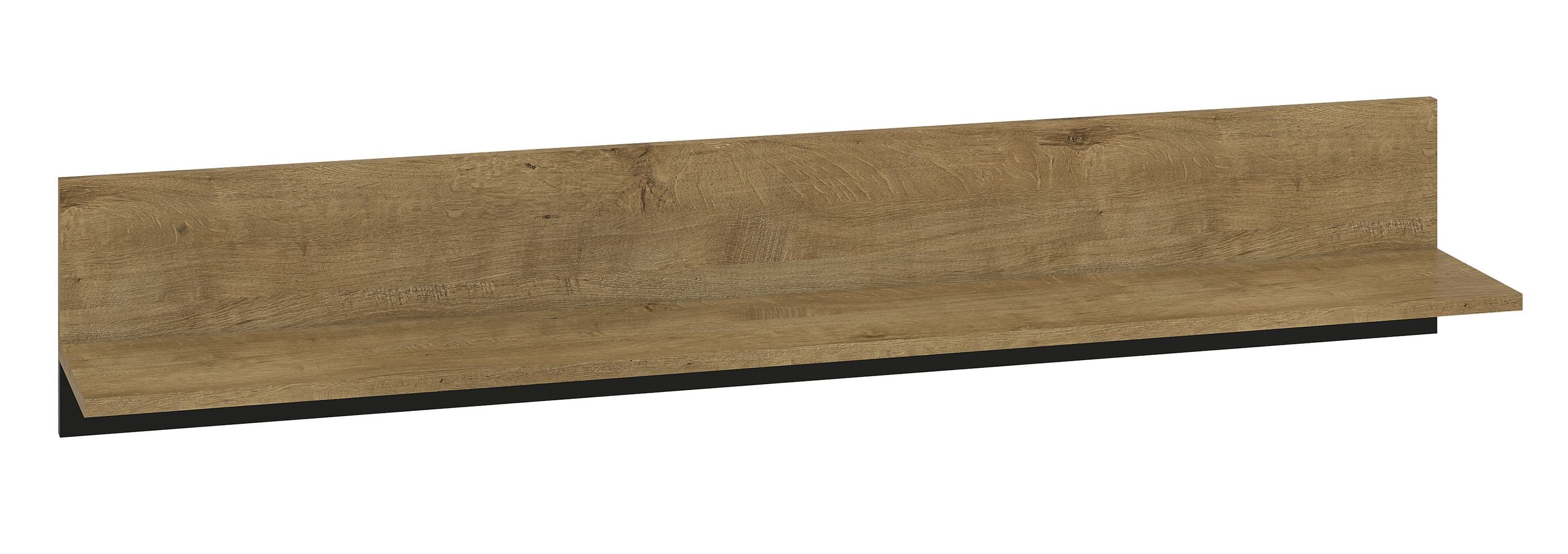 Feldmann-Wohnen Wandregal Baltica, 1 Ablageboden mit 5kg Belastbarkeit 1-tlg., 120x21x24cm Eiche Lefkas / schwarz