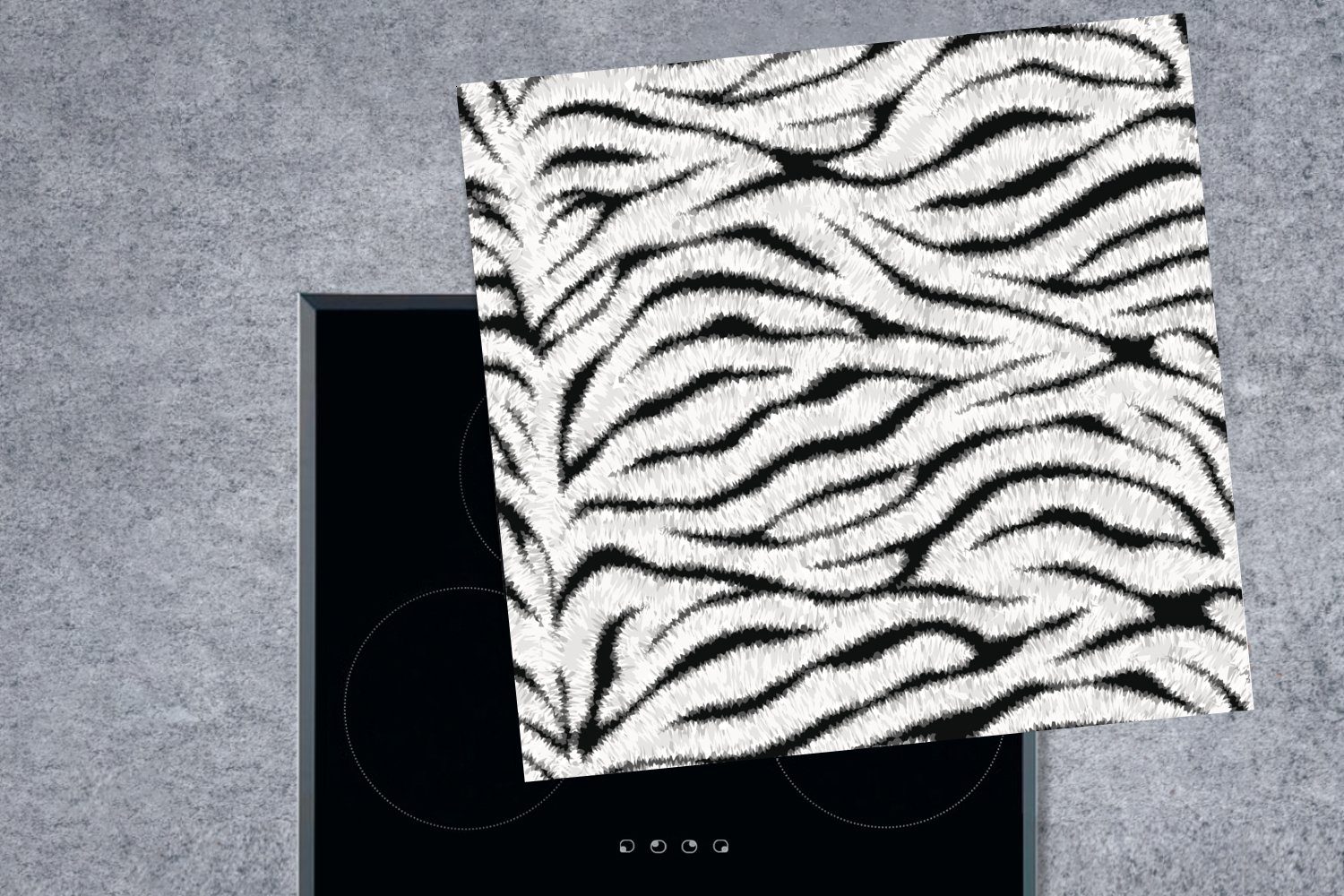 MuchoWow Herdblende-/Abdeckplatte Tiermuster - Zebra für 59x52 Ceranfeldabdeckung tlg), die - Vinyl, küche, (1 Induktionsmatte cm, Weiß