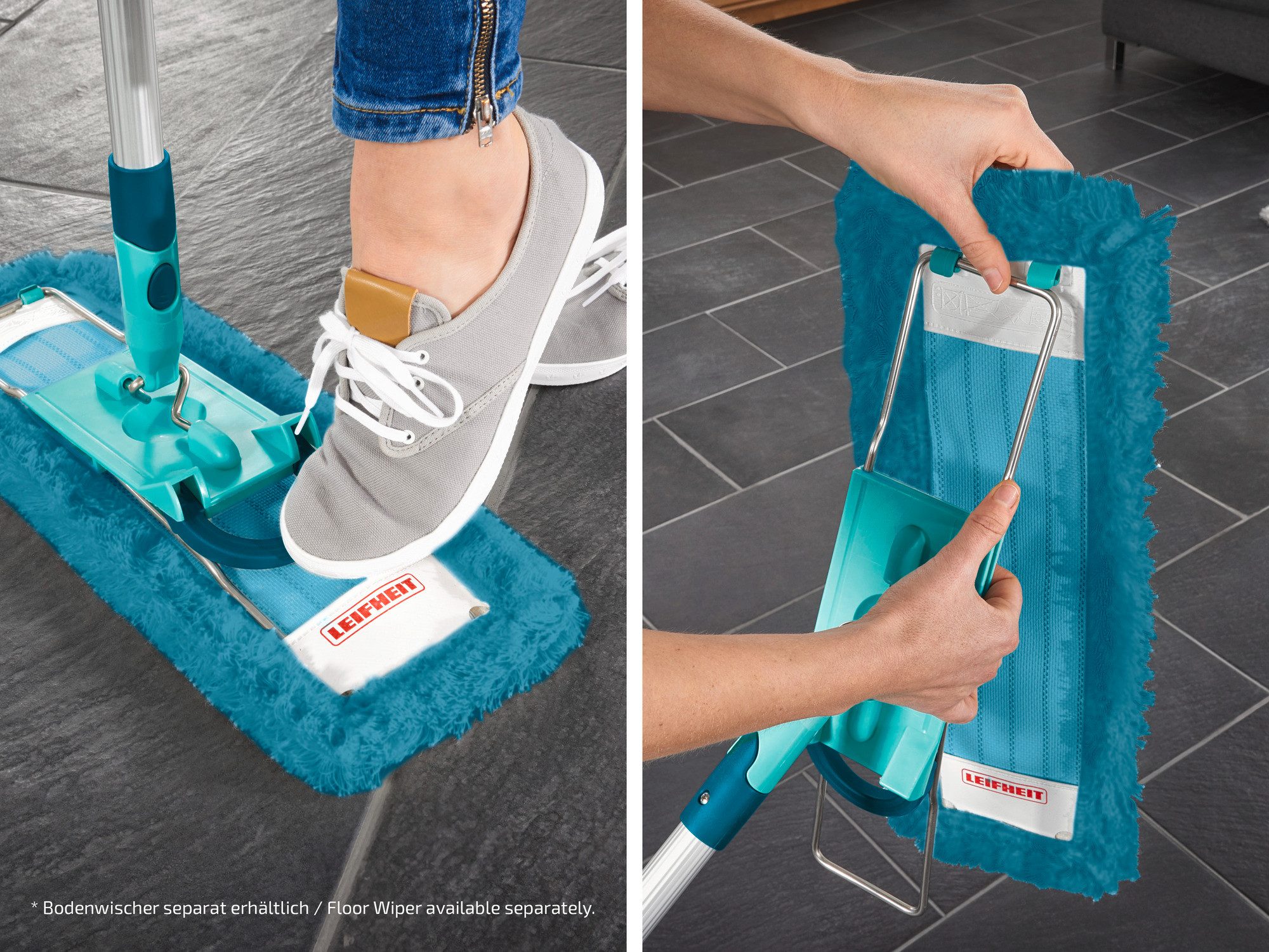 Leifheit Wischbezug Profi XL static plus 2er Wischbezug (Kunstfaser, 16.0x48.0 cm, 2-tlg., Waschbar bei 40°C, Wischbreite 42cm, für alle glatten Böden)
