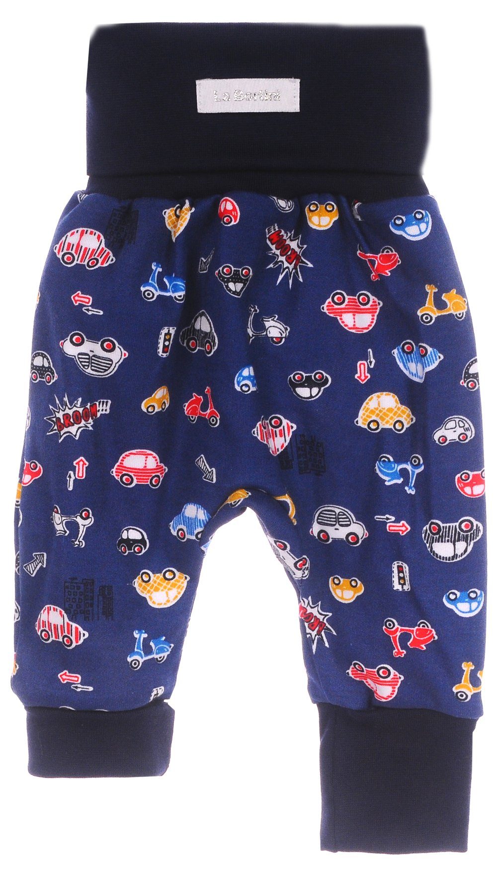 La Bortini Body & Hose Wickelbody mit Kratzschutz und Hose Set Baby Anzug in Blau mit Autos aus Baumwolle, gemustert, in Blau 44 50 56 62 68