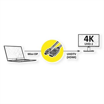 ROLINE Mini DisplayPort Kabel, Mini DP-UHDTV, ST/ST Audio- & Video-Kabel, Mini DisplayPort Männlich (Stecker), UHDTV Männlich (Stecker) (100.0 cm)