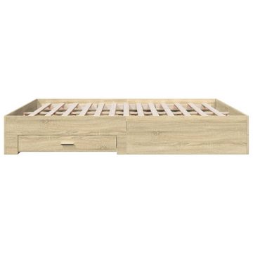 vidaXL Bett Bettgestell mit Schubladen Sonoma-Eiche 200x200cm Holzwerkstoff