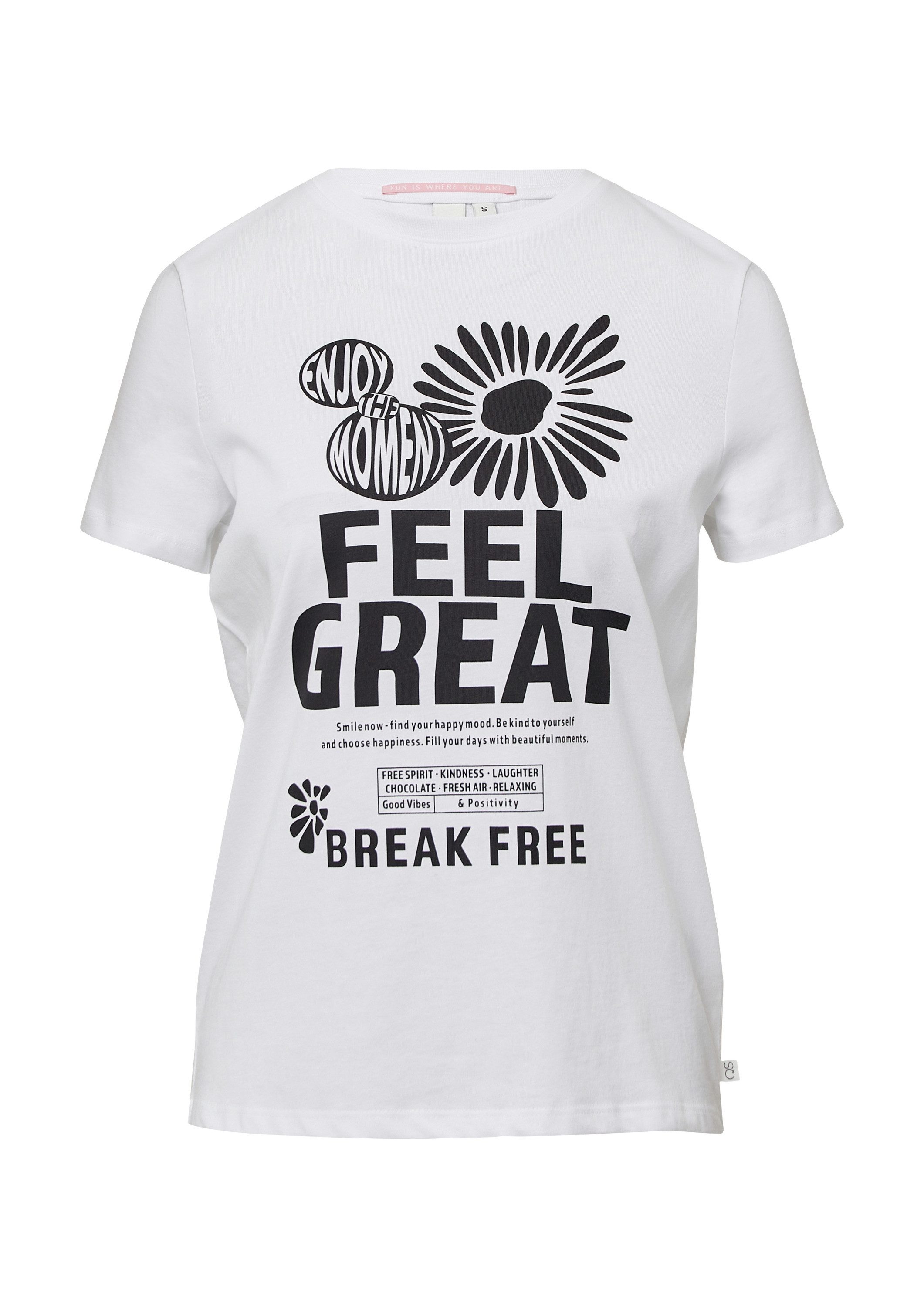 QS Kurzarmshirt T-Shirt Baumwollshirt mit Frontprint günstig online kaufen