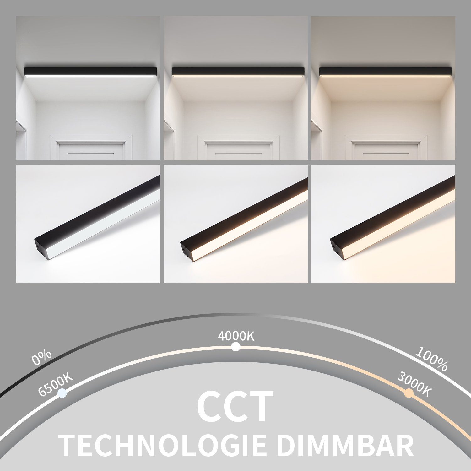 ZMH Deckenleuchten Wohnzimmer Modern Dimmbar Bürolampe Decke Mit Fernbedienung, LED fest integriert, LED fest integriert – Bild 2 von 5