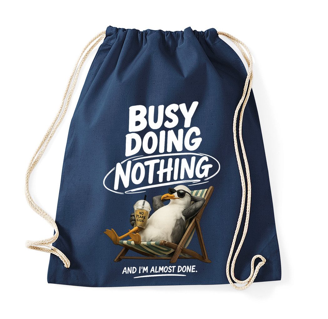 Blondie & Brownie Turnbeutel BusyDoingNothing Beutel Print Möwe Spruch Turnbeutel Freizeitmotiv (Einzelartikel, 1-teilig), BusyDoingNothing_Beutel Freizeitmotiv Deluxe