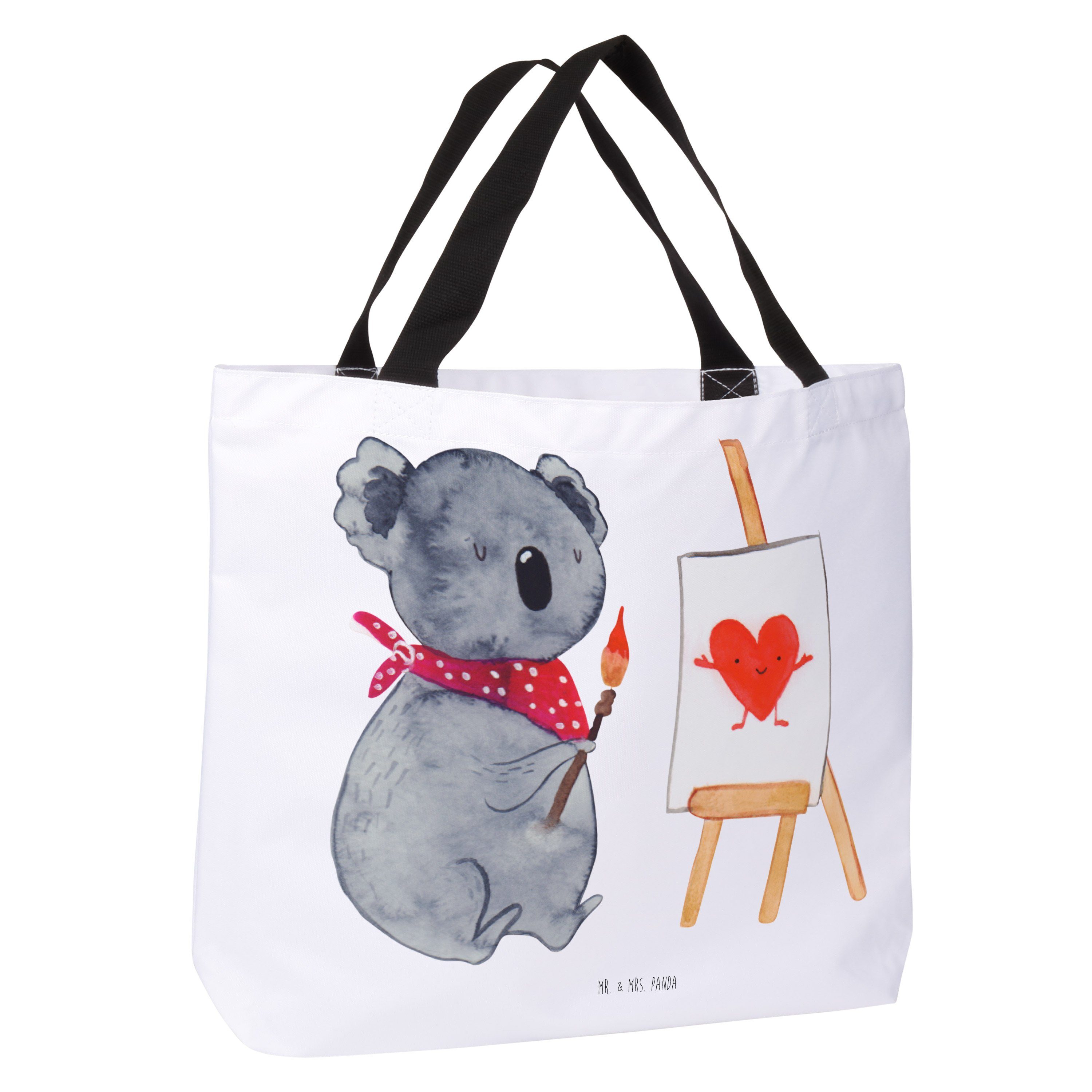Mr. & Mrs. Panda Shopper Koala Künstler, Tote Bag, Weiß, Reisetasche, Zeichnen, Liebesgeschenk (Packung), Schultasche Alltagstasche Stoffbeutel