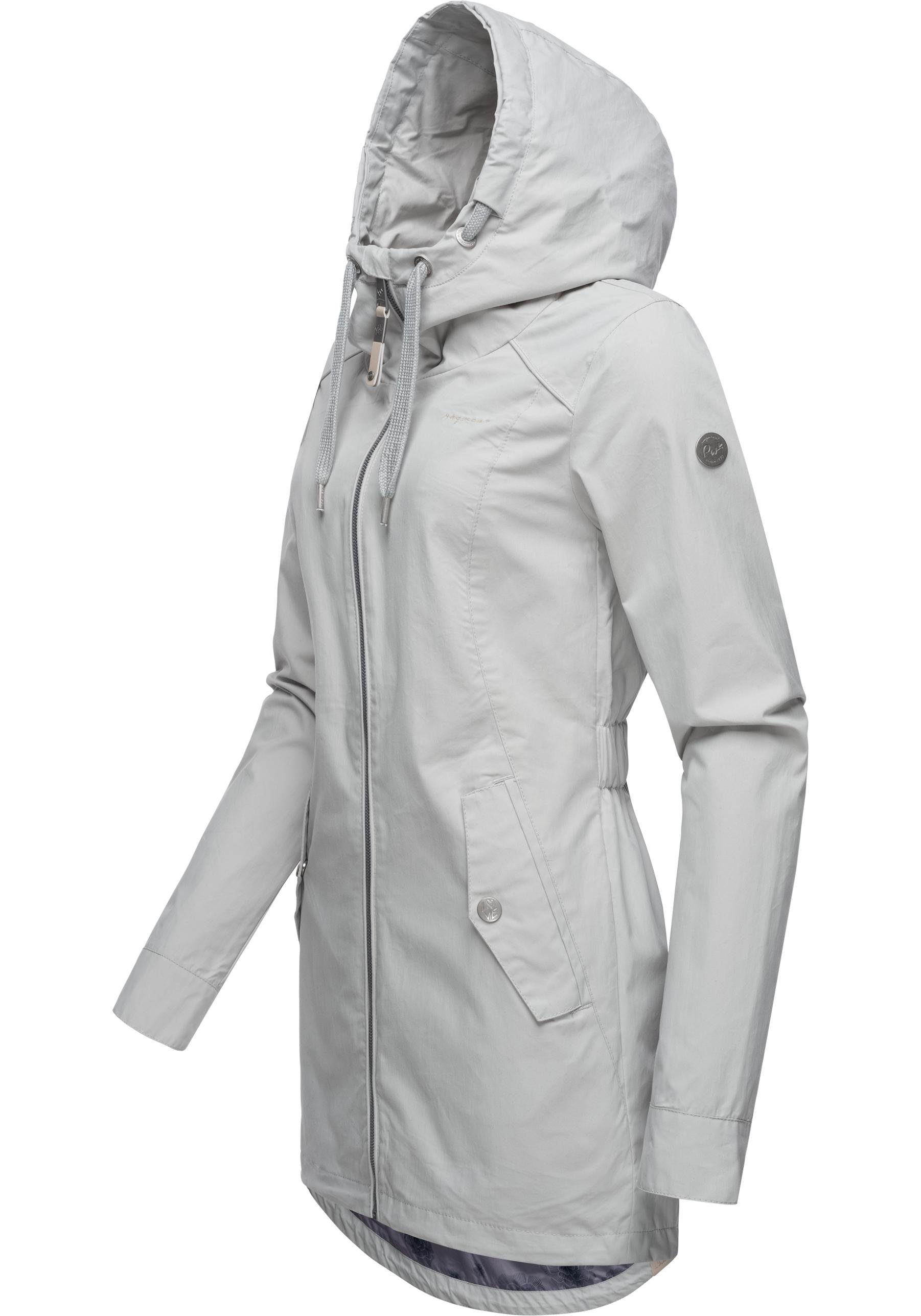 Damen Outdoorjacke tollen Details mit schicker hellgrau Ragwear Übergangsparka Mondda