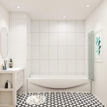 duschspa Badewannenaufsatz 130x140cm ESG Nano Glas Duschtrennwand Faltwand auf Badewanne, Einscheibensicherheitsglas, Sicherheitsglas, (Set), Glas, Nano Glas