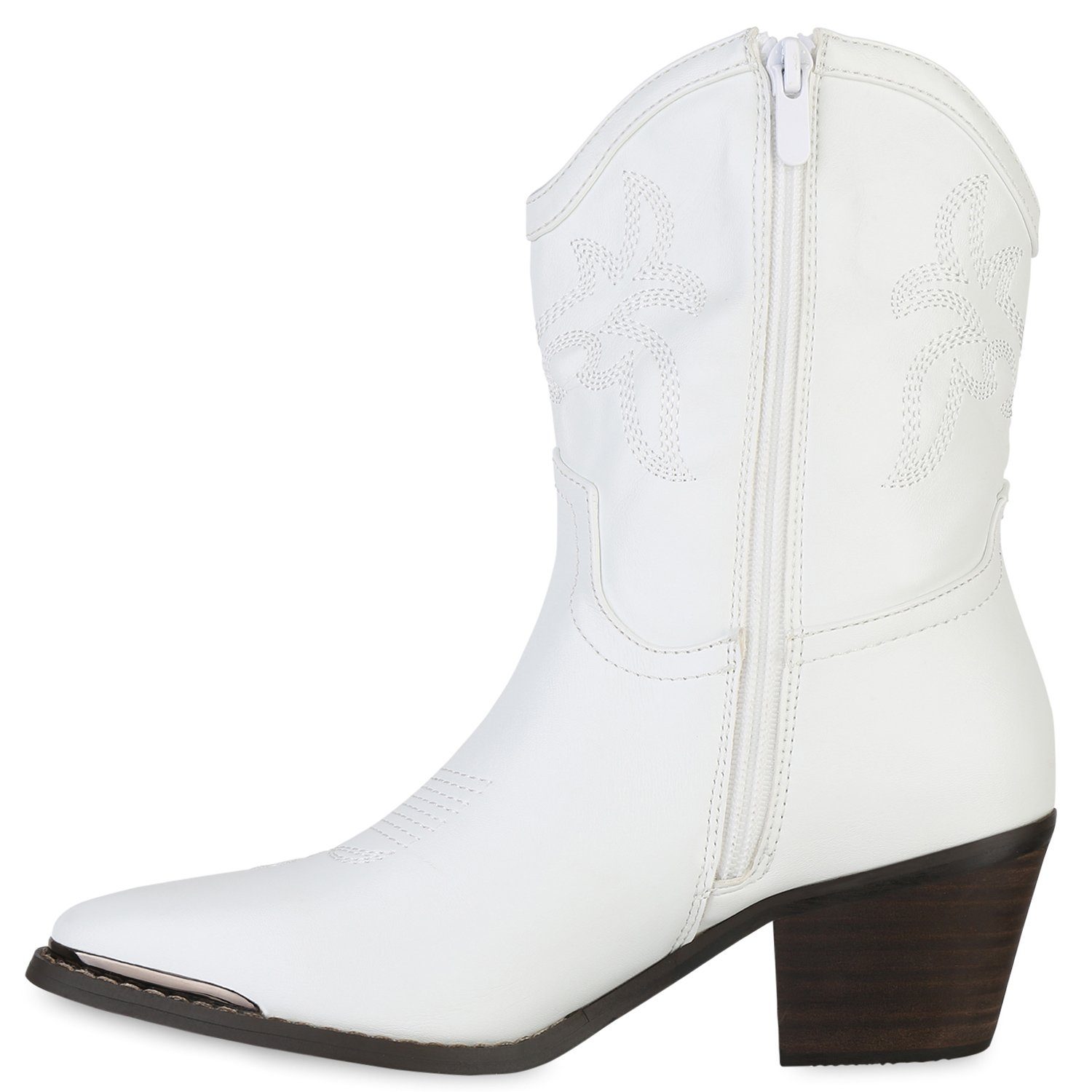HILL Bequeme Boots Cowboy Schuhe 839934 VAN Weiss