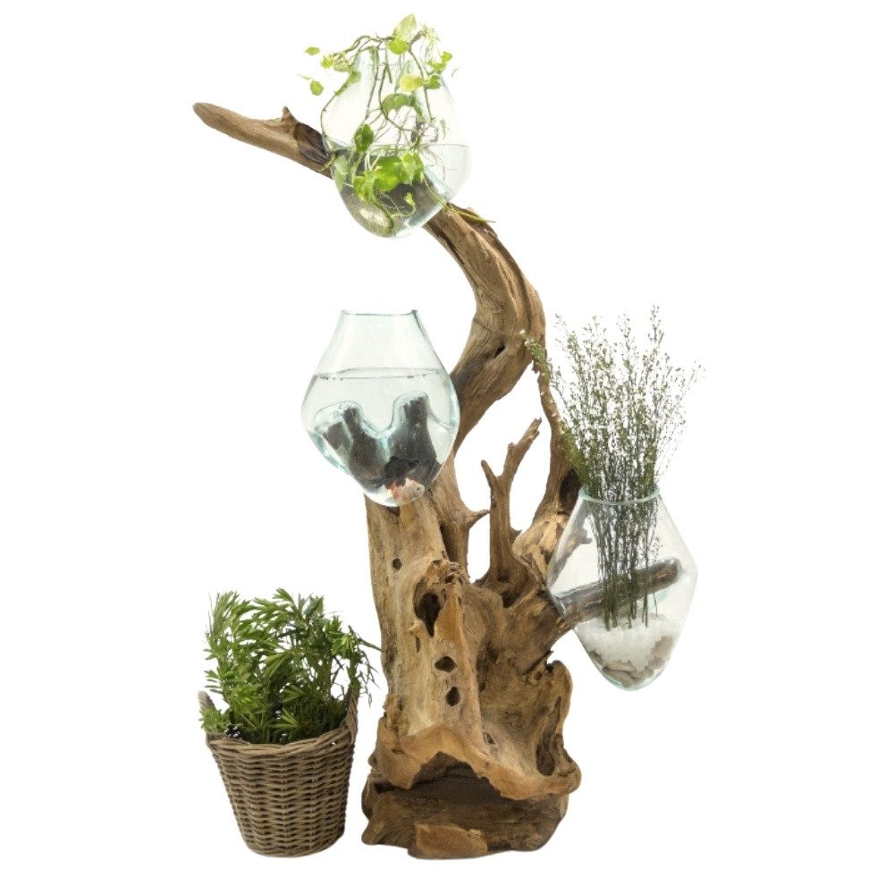 LebensWohnArt Dekoobjekt Einzigartiges Deko-Objekt DROP-TRIO ca. H100cm Teak Unikat