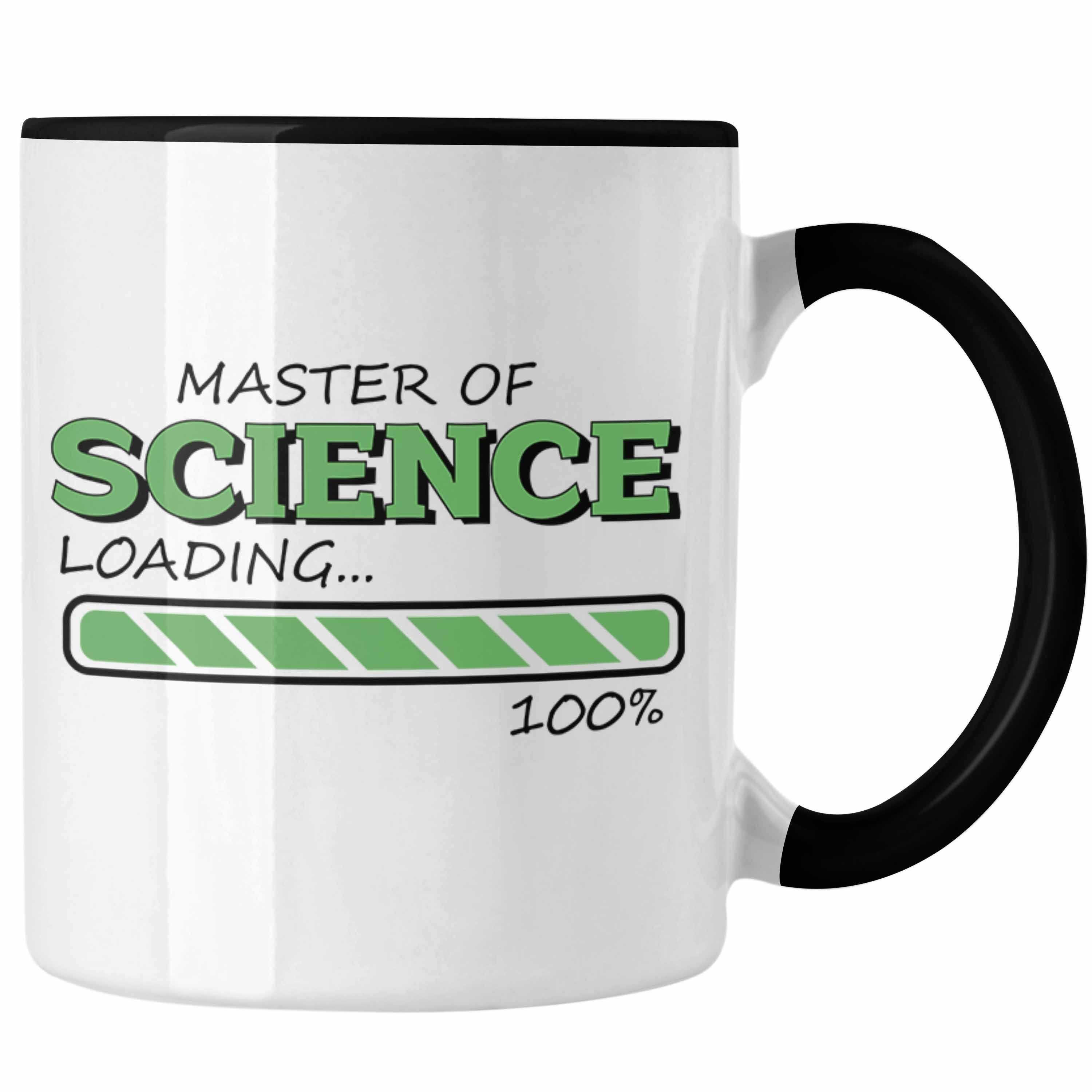 Trendation Tasse Lustige Tasse "Master Of Science Loading" - Geschenkidee für Absolvent Schwarz