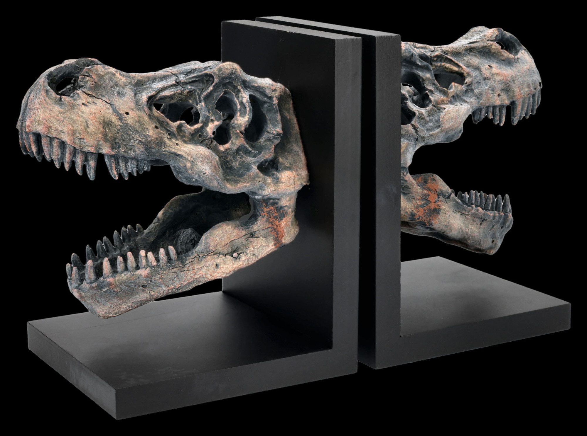 Figuren Shop GmbH Buchstütze Dinosaurier Buchstützen T-Rex Schädel Figuren 17 cm 2er Set Dekoration (2 St)