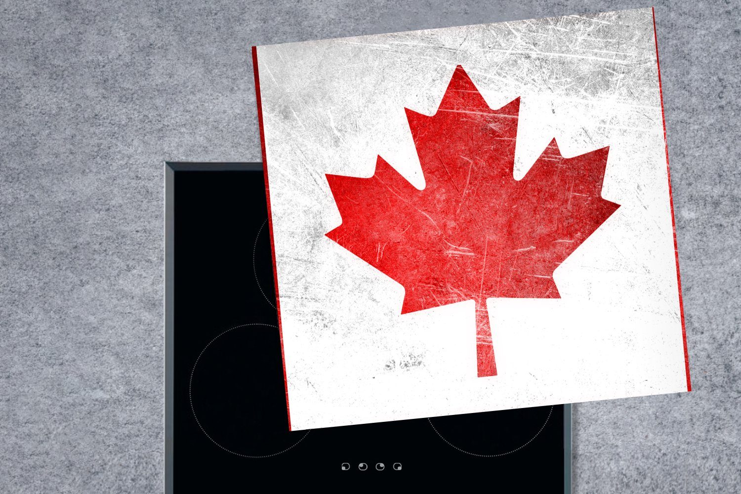 Ceranfeldabdeckung, Flagge für von Herdblende-/Abdeckplatte MuchoWow auf (1 Kanada Vinyl, tlg), Arbeitsplatte cm, Edelstahl, 78x78 küche