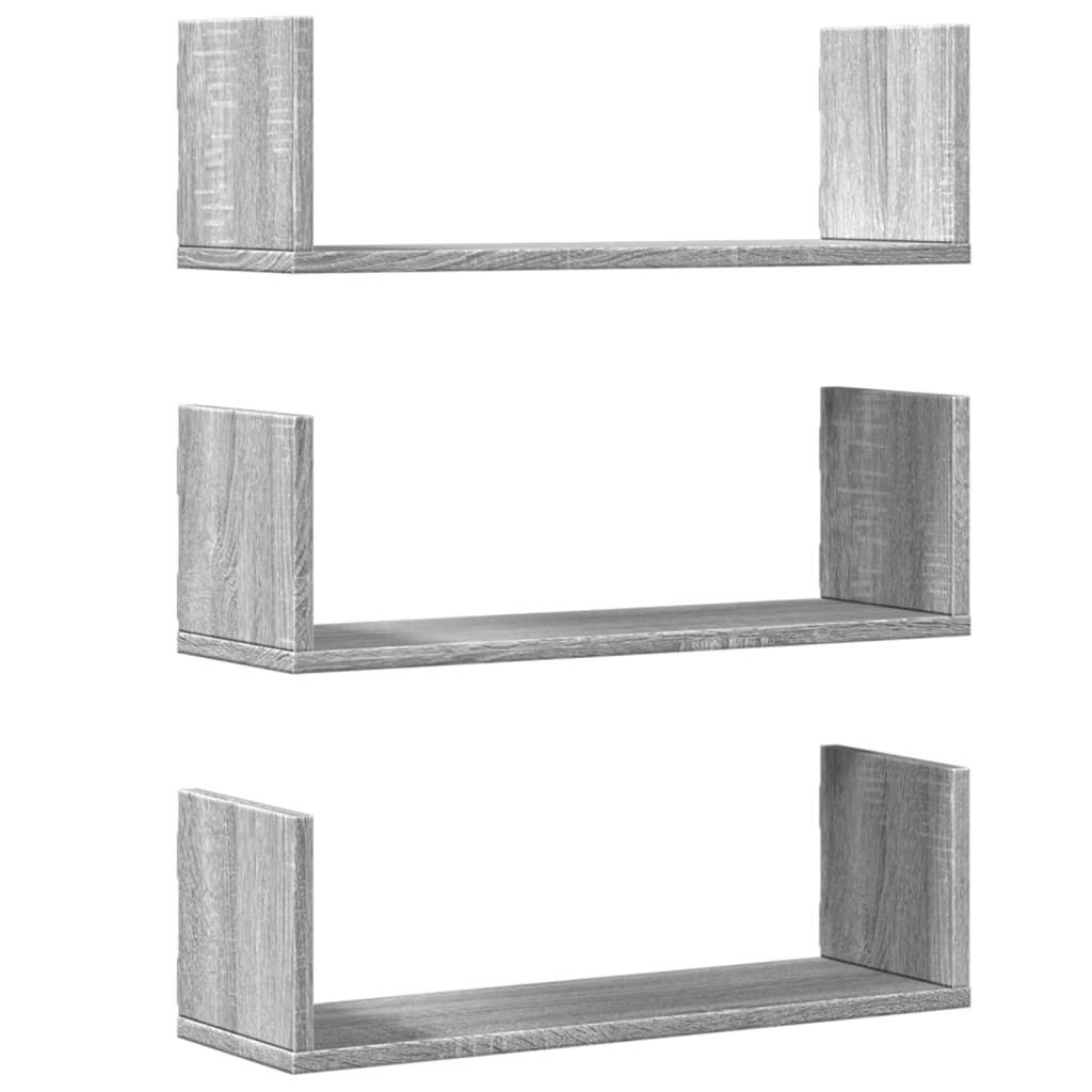 vidaXL Regal Wandregale 3 Stk. Grau günstig online kaufen