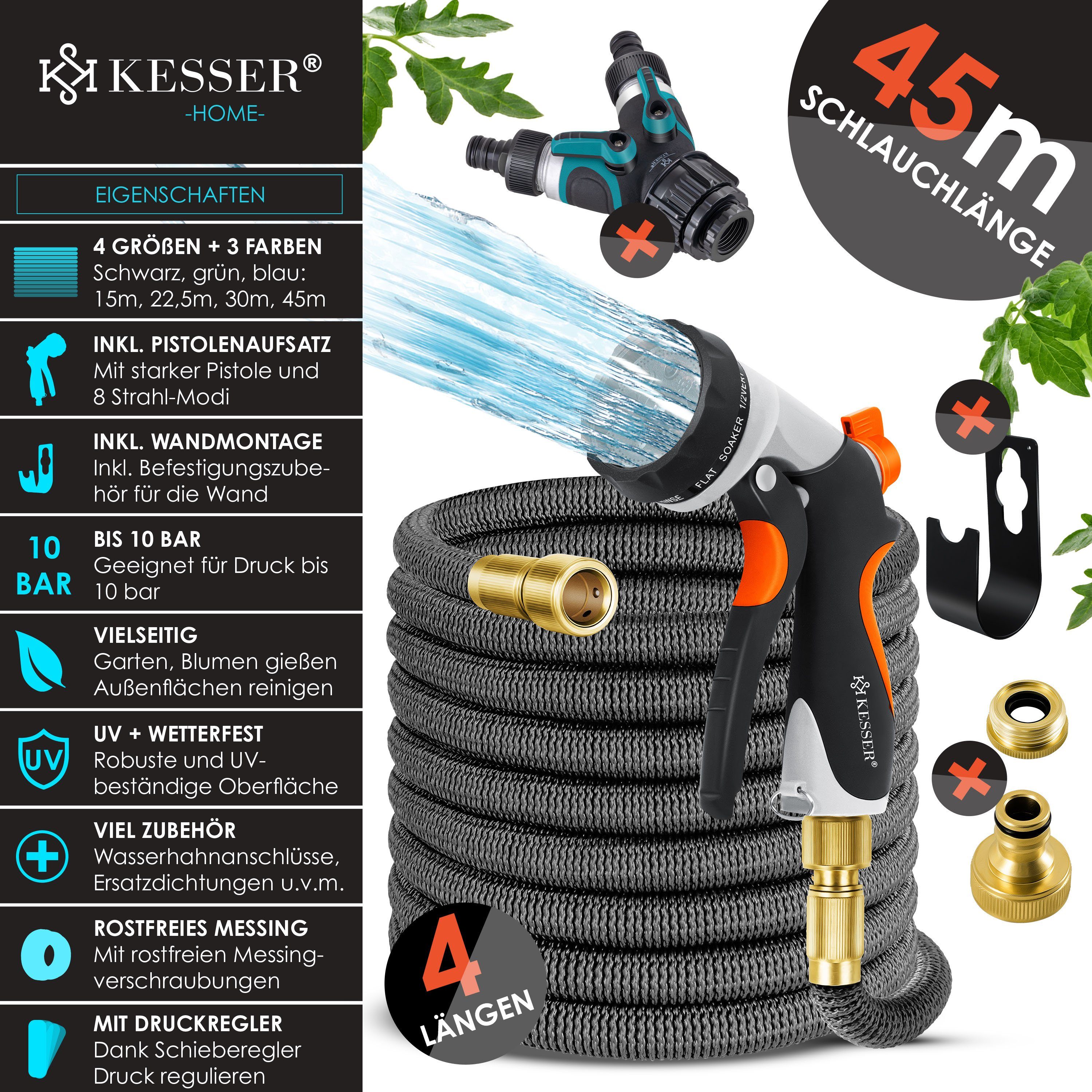 KESSER Gartenschlauch, Premium Wasserschlauch Flexibler Schlauch Gartenschlauch Flexischlauch