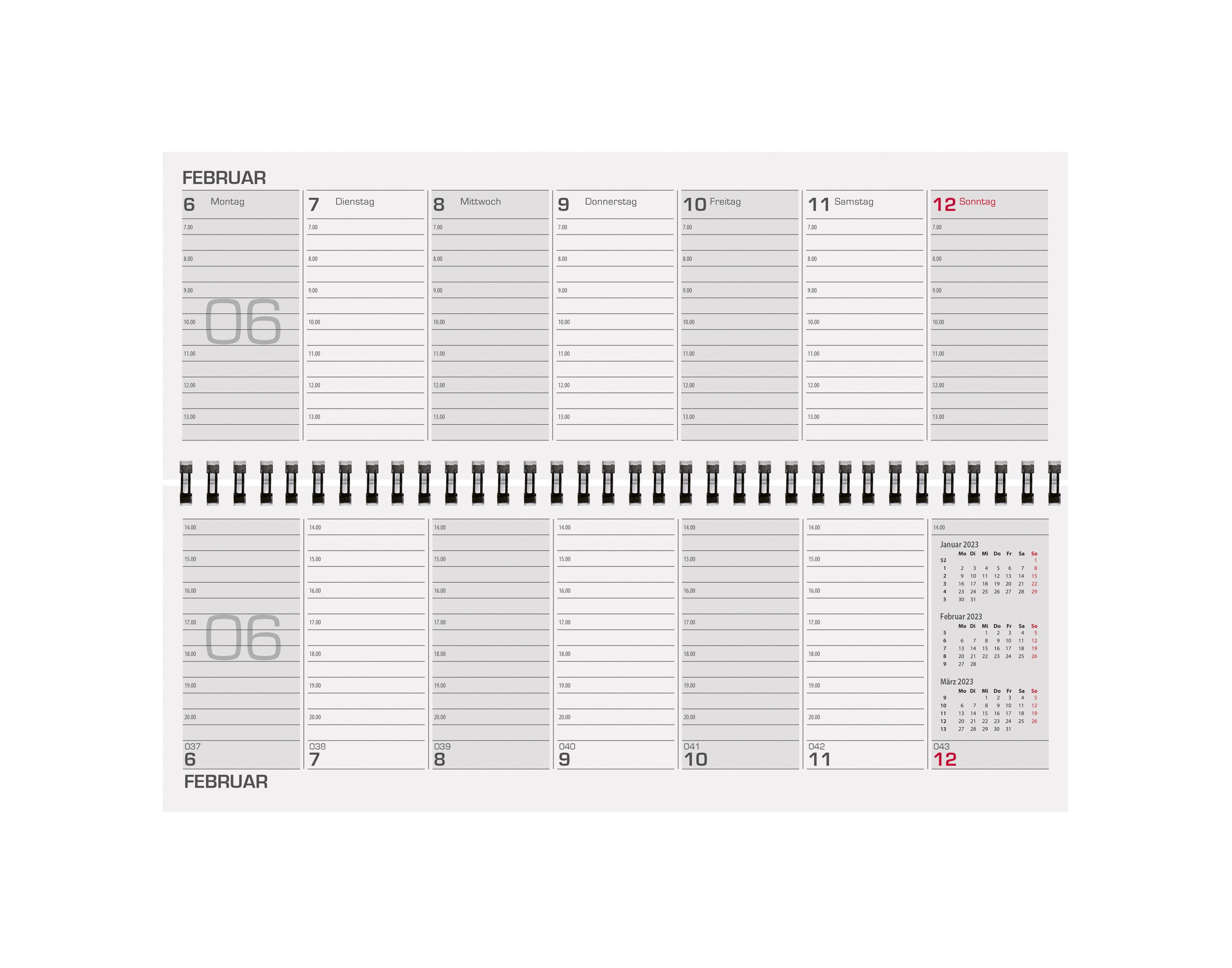 Stylex Schreibwaren Monatskalender Schreibtischquerkalender 2027 / 56 Blatt / 1 Woche = 2 Seiten