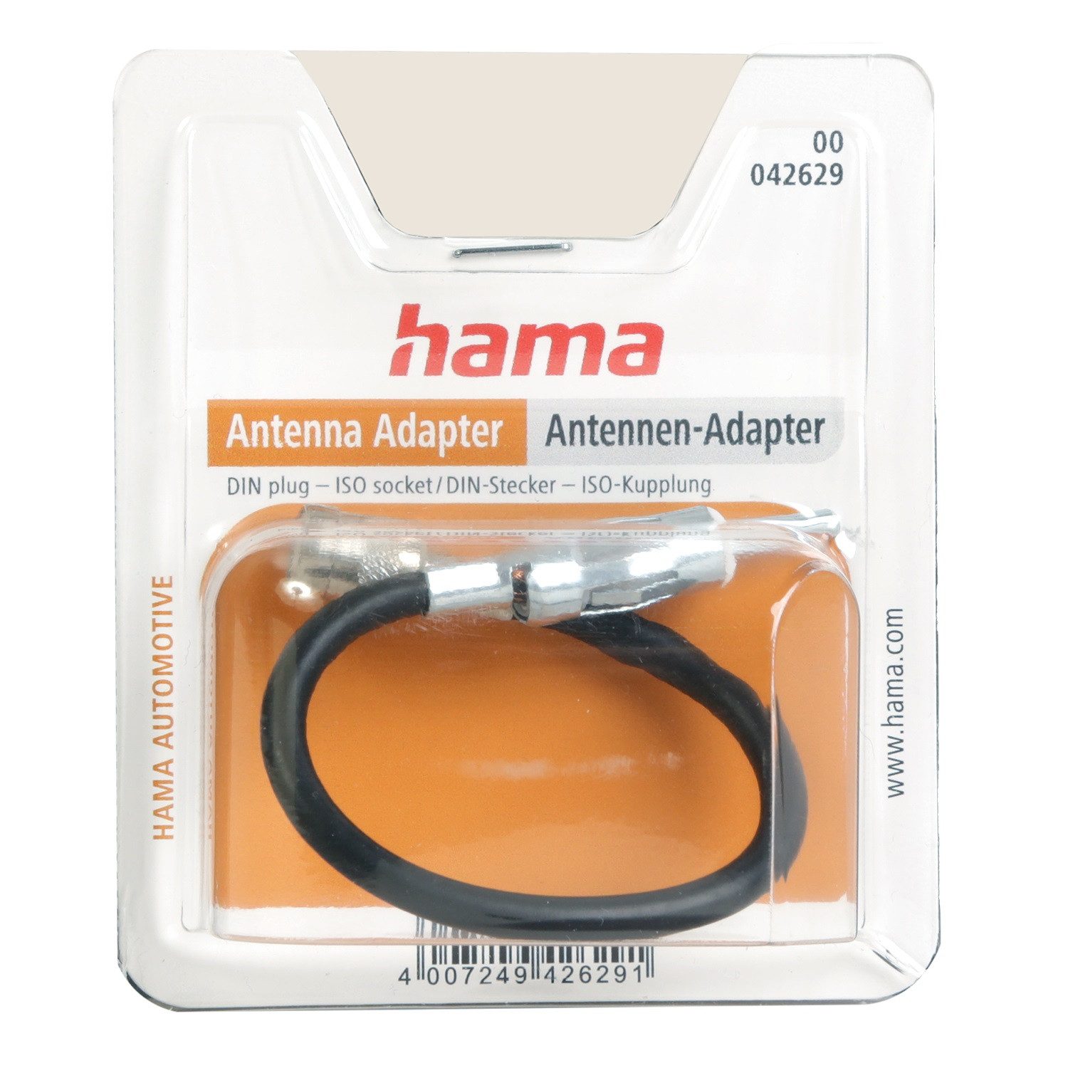 Hama Antennen-Adapter ISO Kupplung auf DIN-Stecker Autoradio-Ersatzantennenstab, Auto-Radio Antenne ISO Antennen-Anschluss 50 Ohm DIN Stecker 150 Ohm