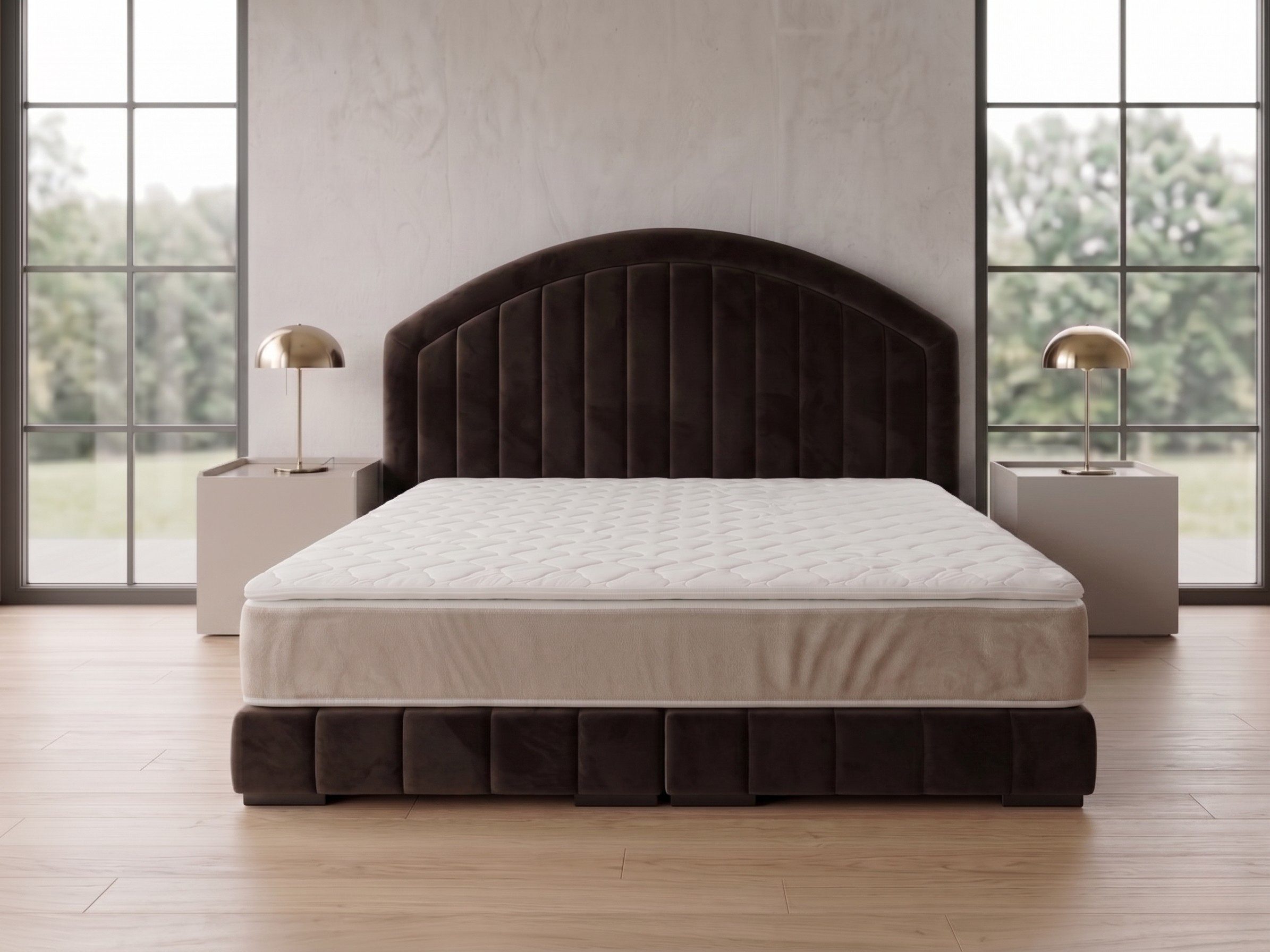 A&J MöbelLand GmbH Polsterbett LEON mit Kopfteil - Stilvolles Bettgestell für Ihr Schlafzimmer (Länge: 209 cm, Höhe Kopfteil: 110 cm, 4 Kopfteil-Varianten, 7 Gr – Bild 3 von 5