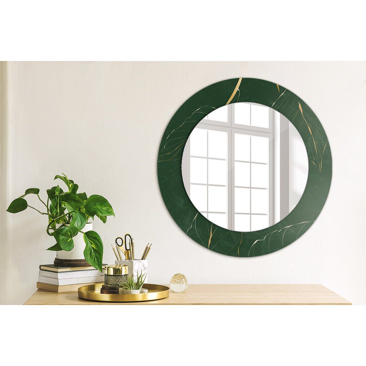 Tulup Spiegel Modern Wandmontage Wandspiegel Spiegel mit Aufdruck Rund: Ø50cm