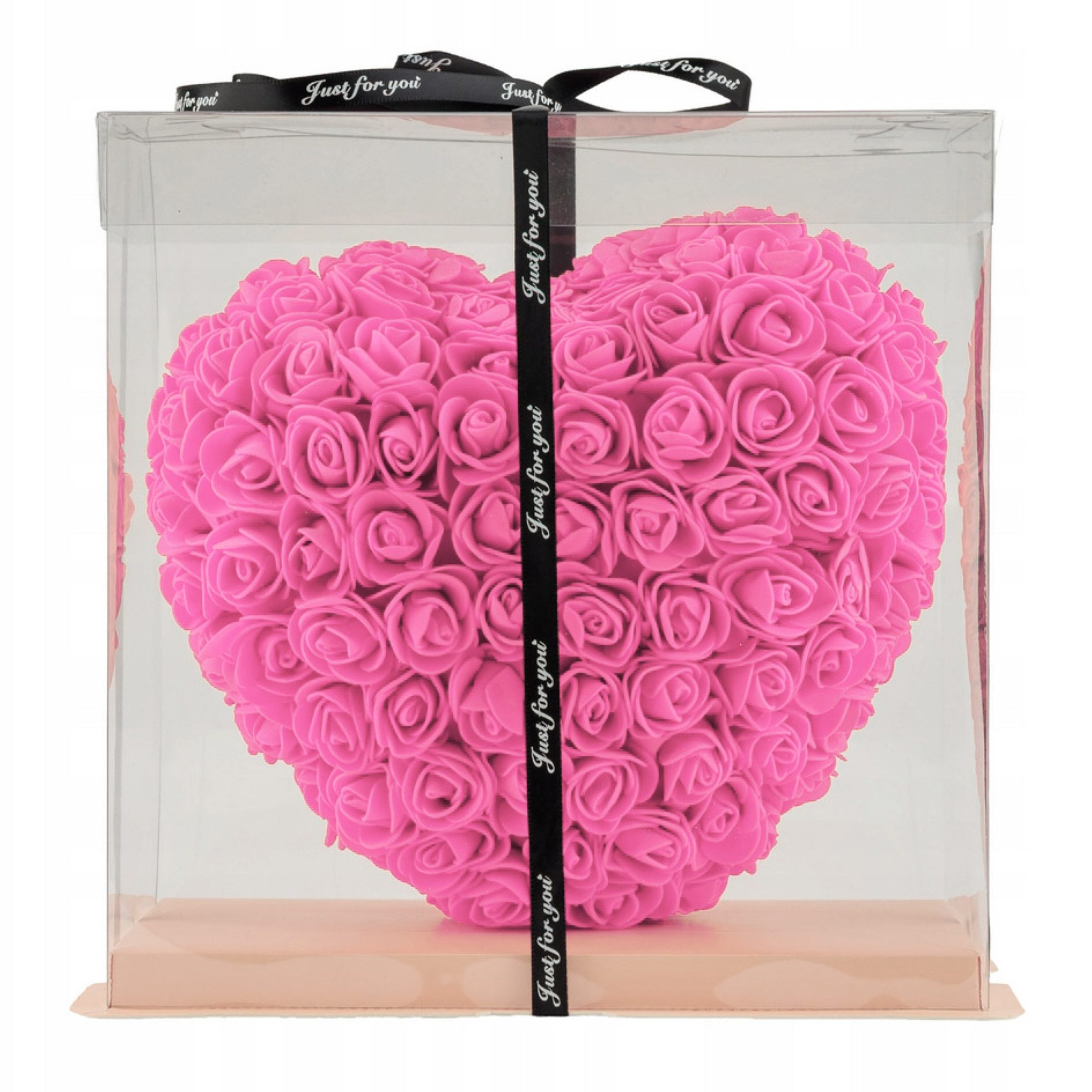 AMORE MIO Dekoobjekt Rosenherz Rosa 25 cm Geschenkbox Valentinstag Dekofigur (Geschenkset Rosenherz Rosa Dekoration mit Geschenkbox und Band, Rosenherz Rosa 25 cm in Geschenkbox mit Band dekoratives Set), Rosenoptik Herzform dekorativ Geschenkfertig rosafarbene Optik