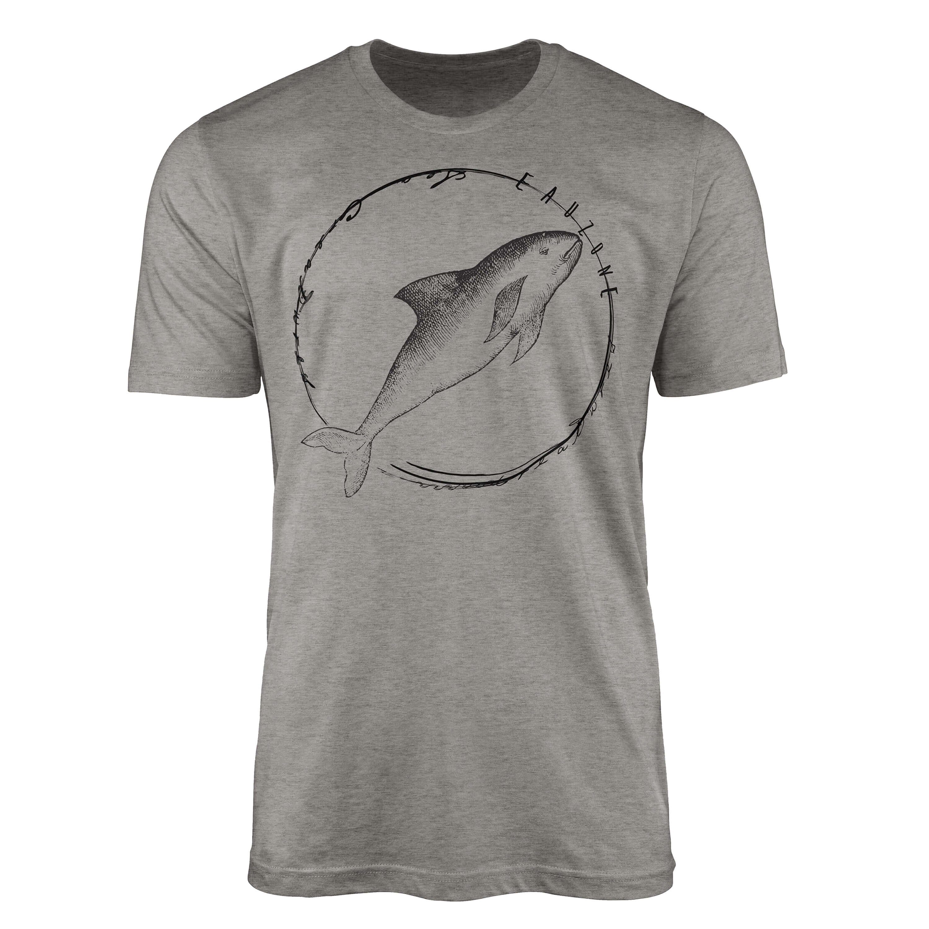 Sinus Art T-Shirt T-Shirt Tiefsee Fische - Serie: Sea Creatures, feine Struktur und sportlicher Schnitt / Sea 060 Ash